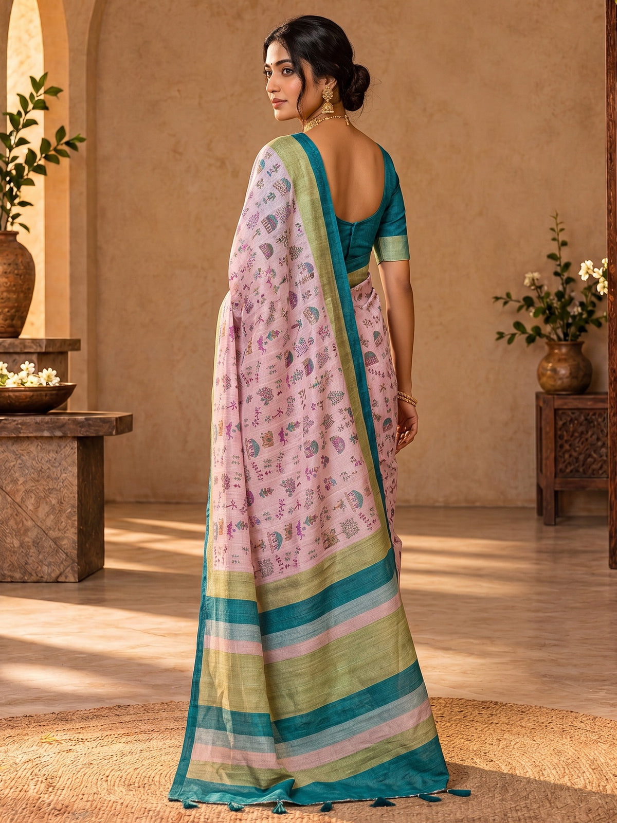 Lavender soft silk saree view 2