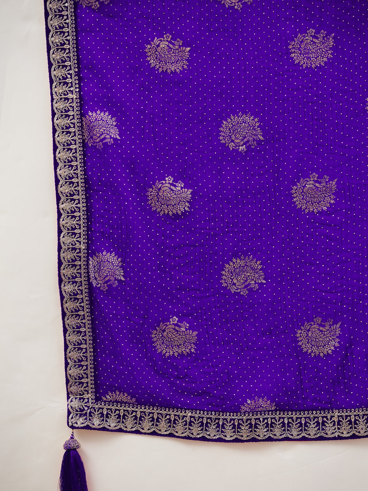 Violet chiffon saree view 3