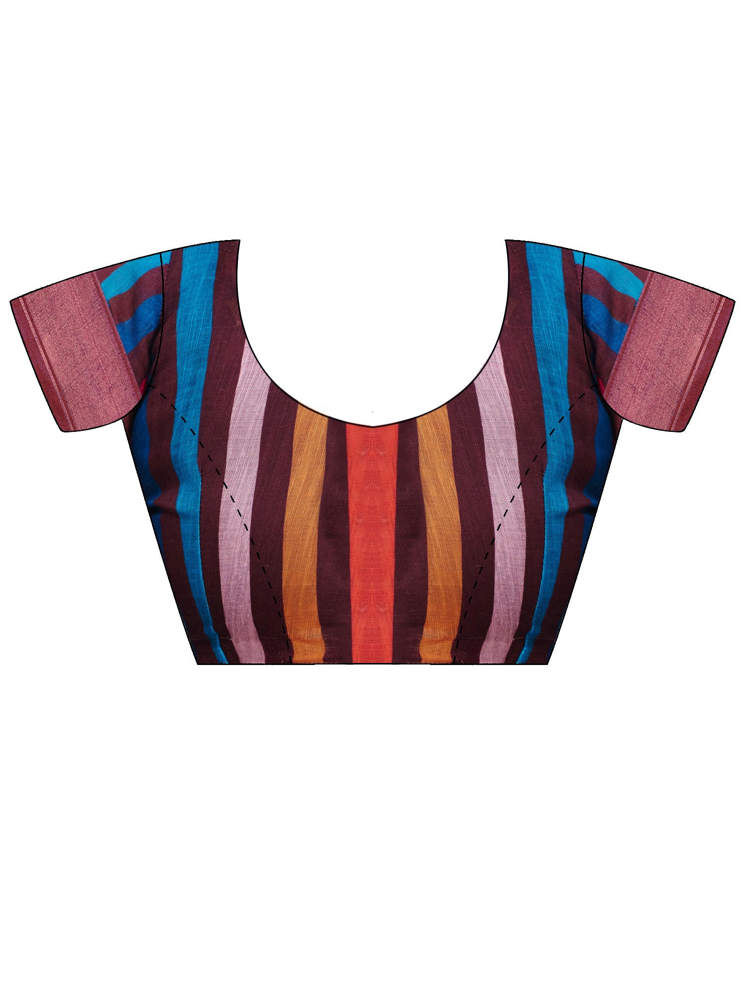 Unstitched multicolored linen blouse piece with striped design