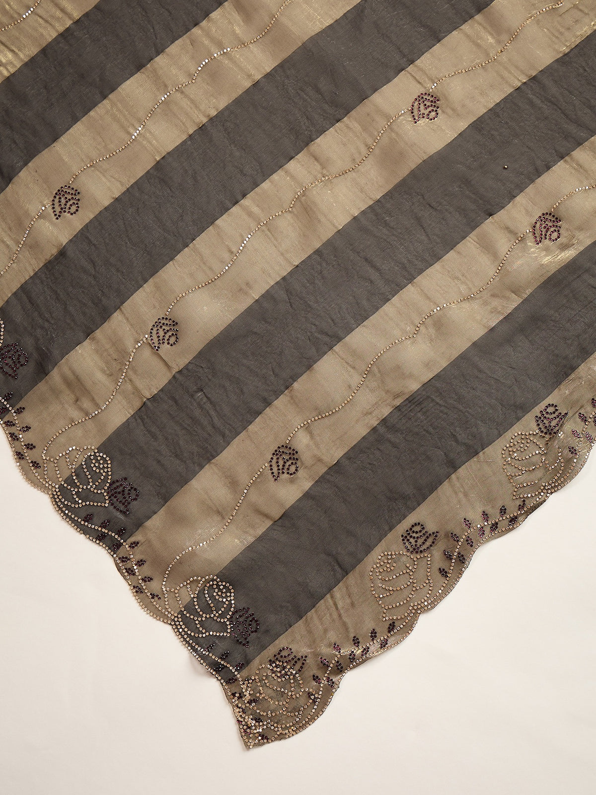 Black Satin Silk saree – detail view 4