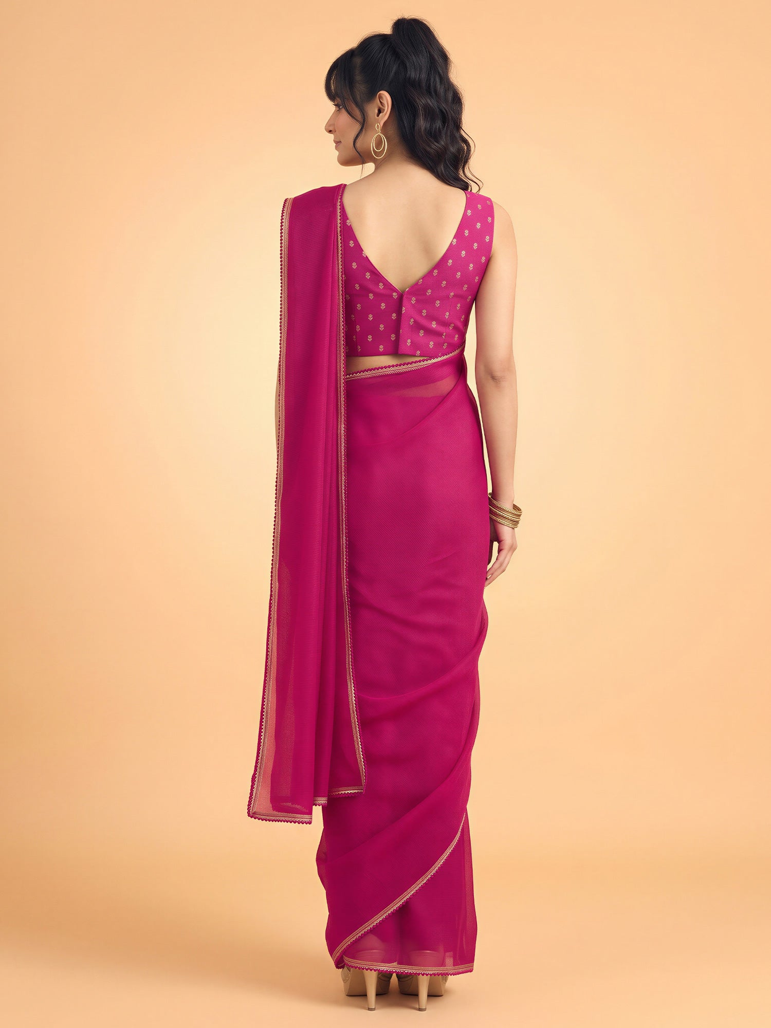 Pink Silk saree – detail view 1