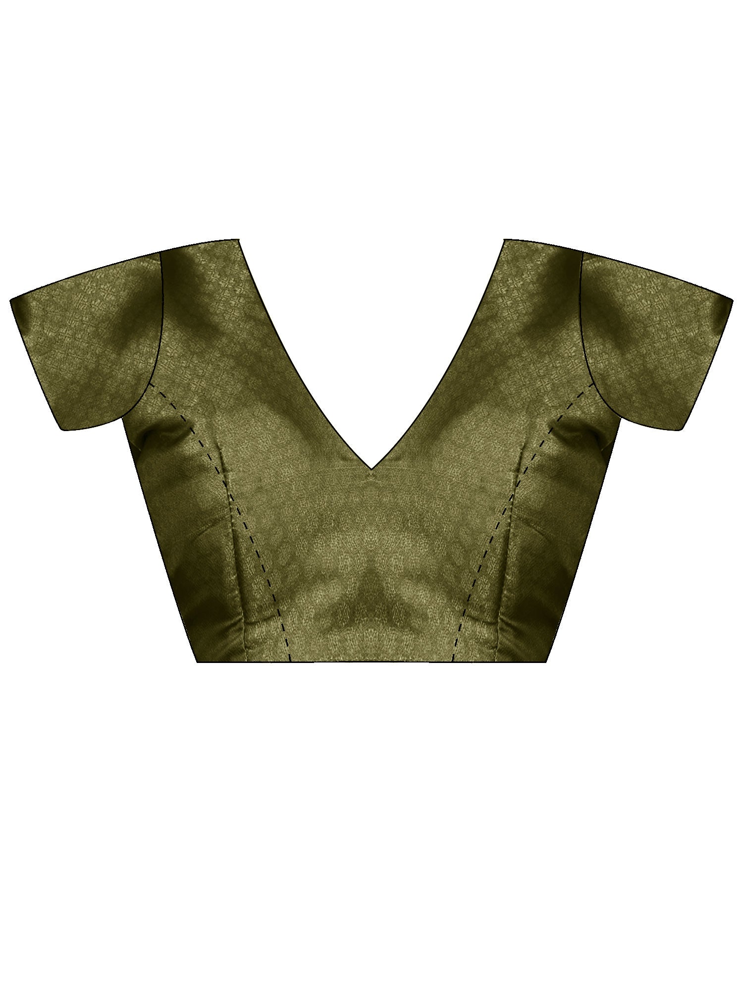 Unstitched green silk blend blouse piece with ethnic motif design