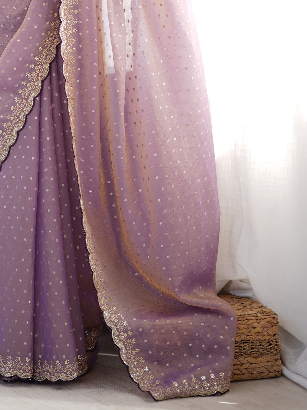 Lavender Silk Blend saree – detail view 5