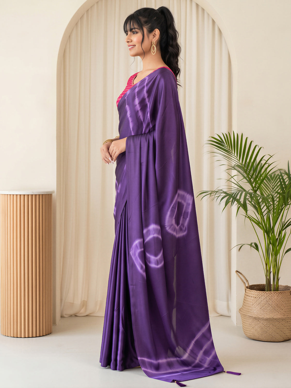 Purple Satin Silk saree – detail view 2