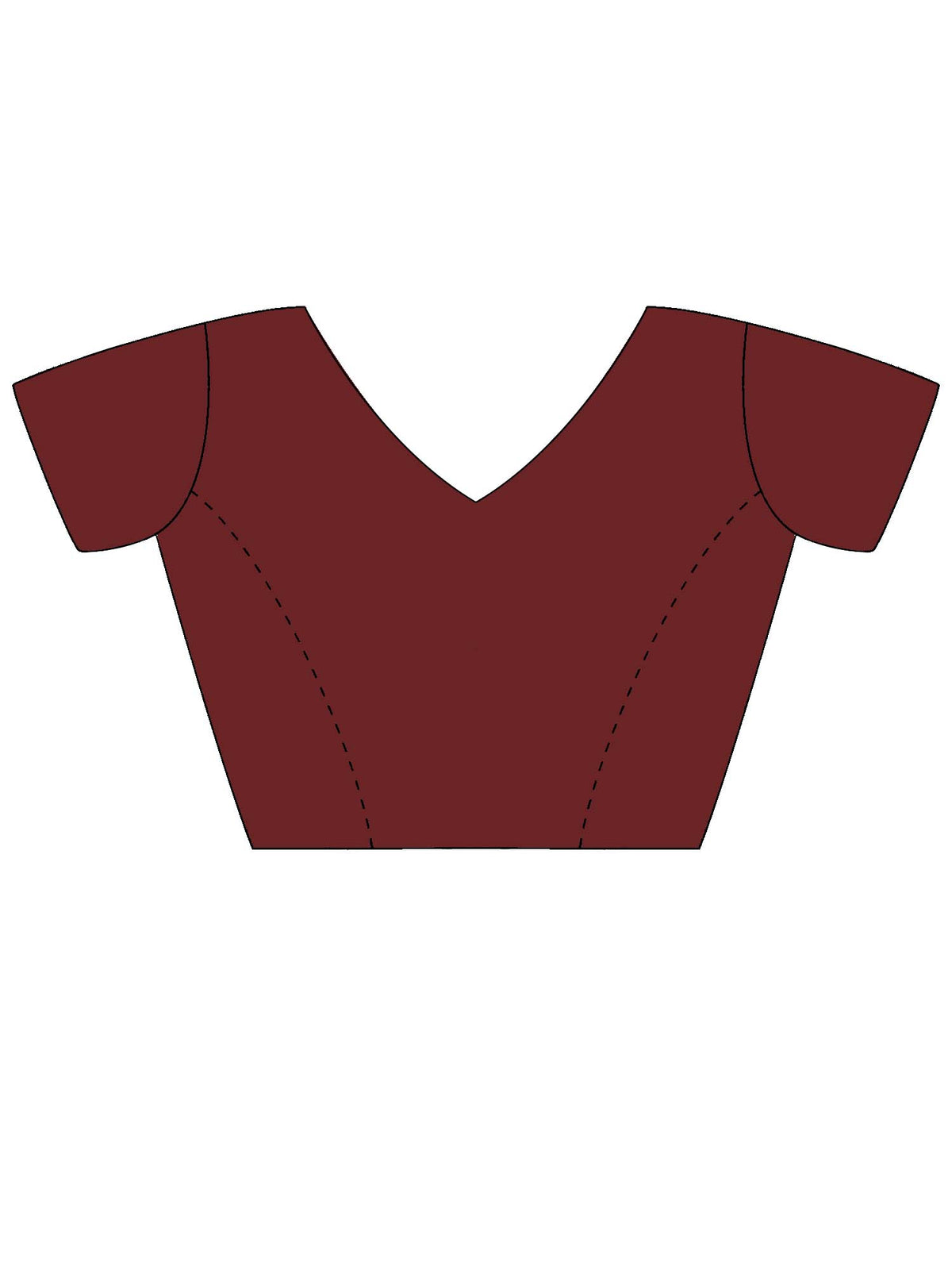 Unstitched maroon satin blouse piece with embellished design