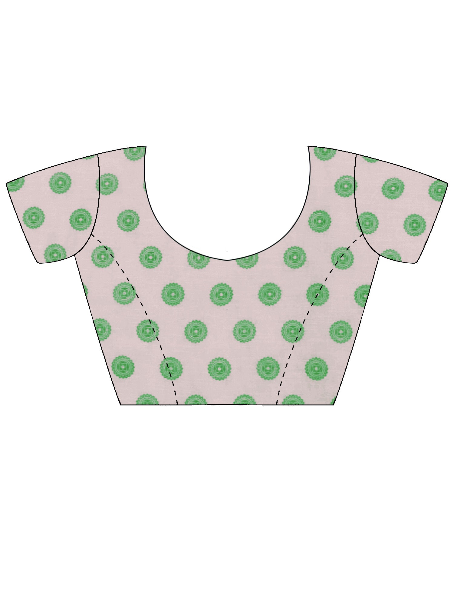 Unstitched peach cotton blend blouse piece with block prints design