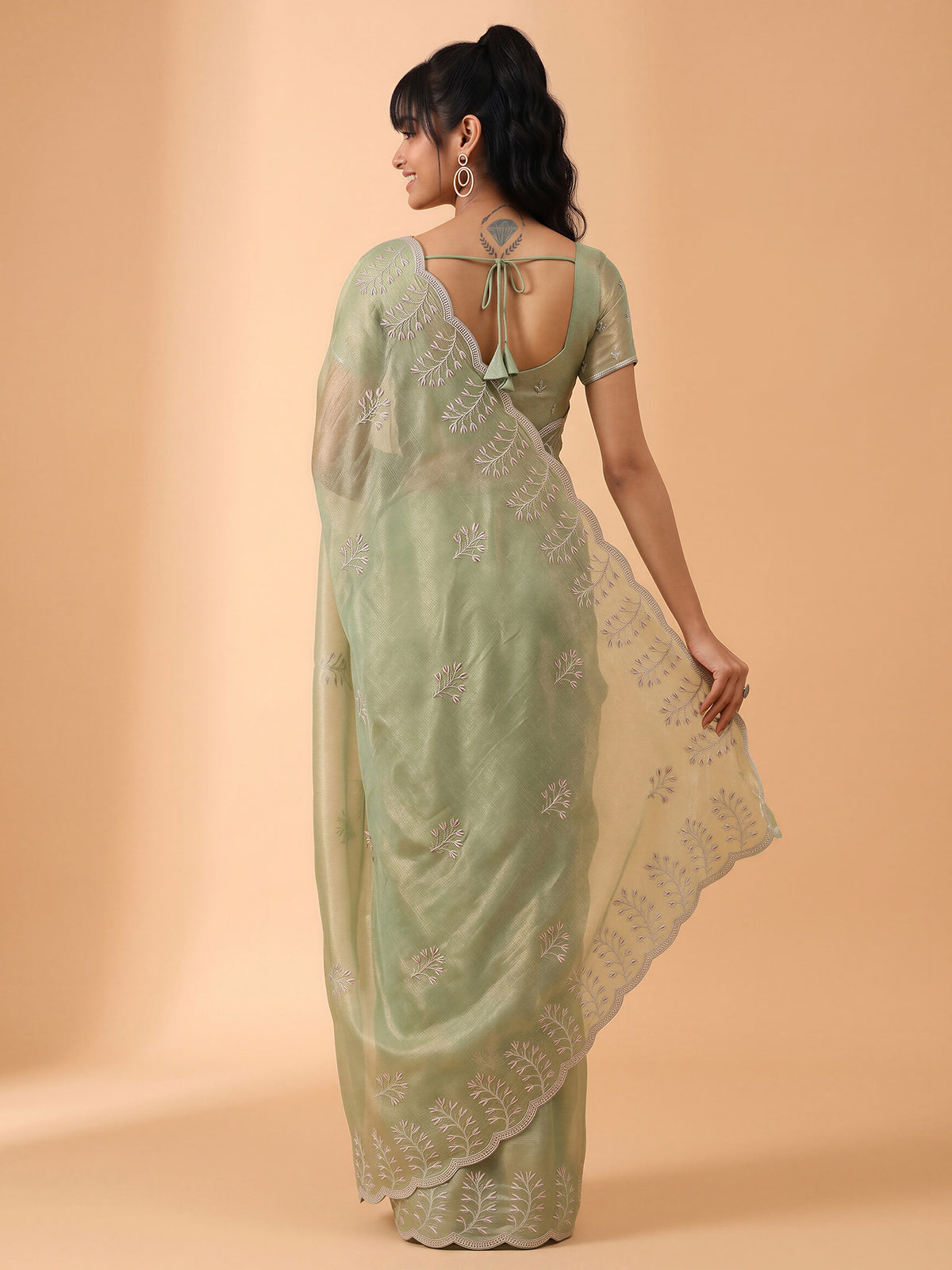 Light Green Chiffon saree – detail view 1
