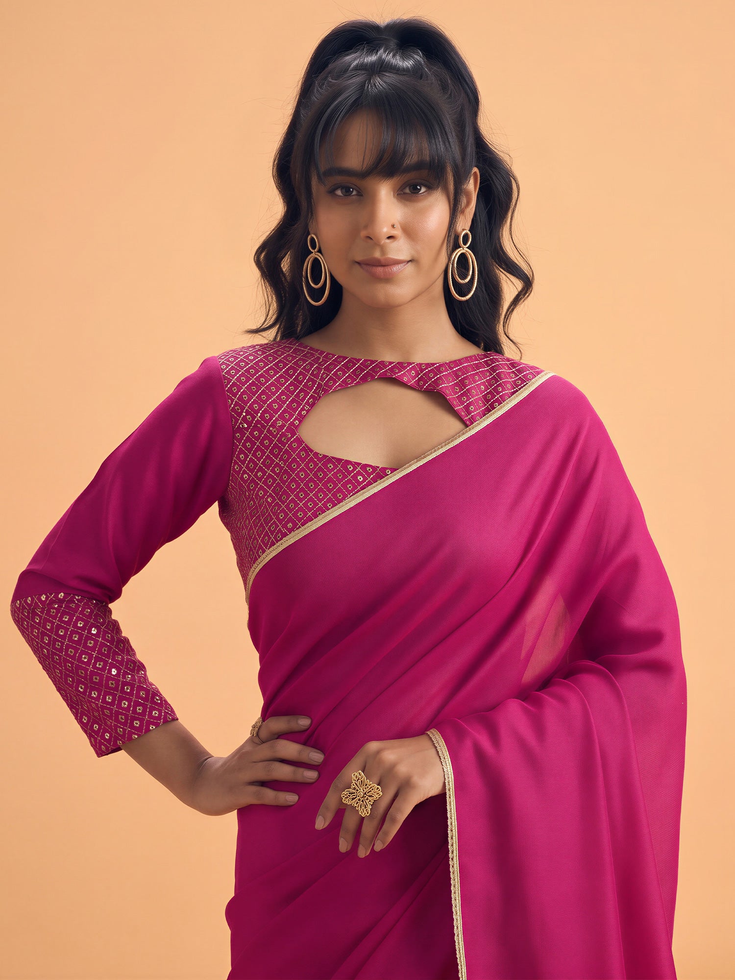 Pink Silk saree – detail view 4