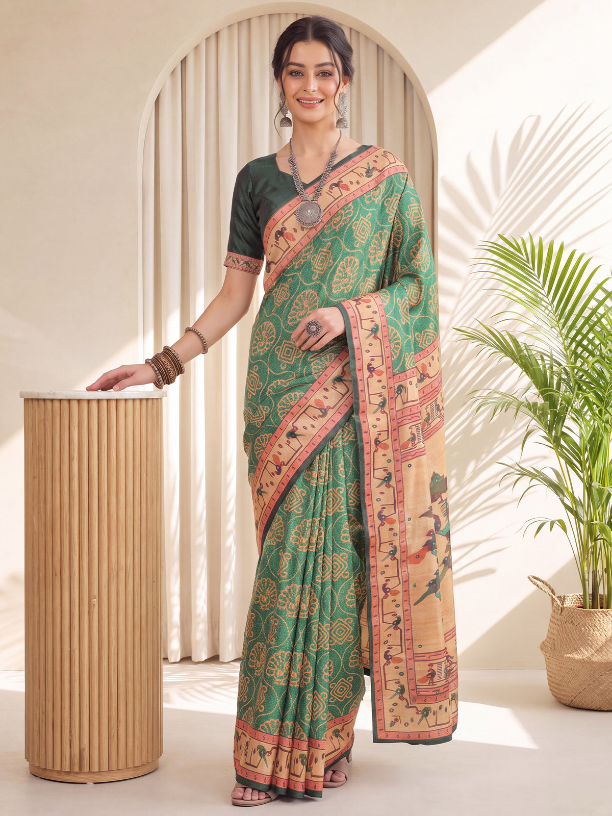 Sea Green Silk Blend saree – detail view 3