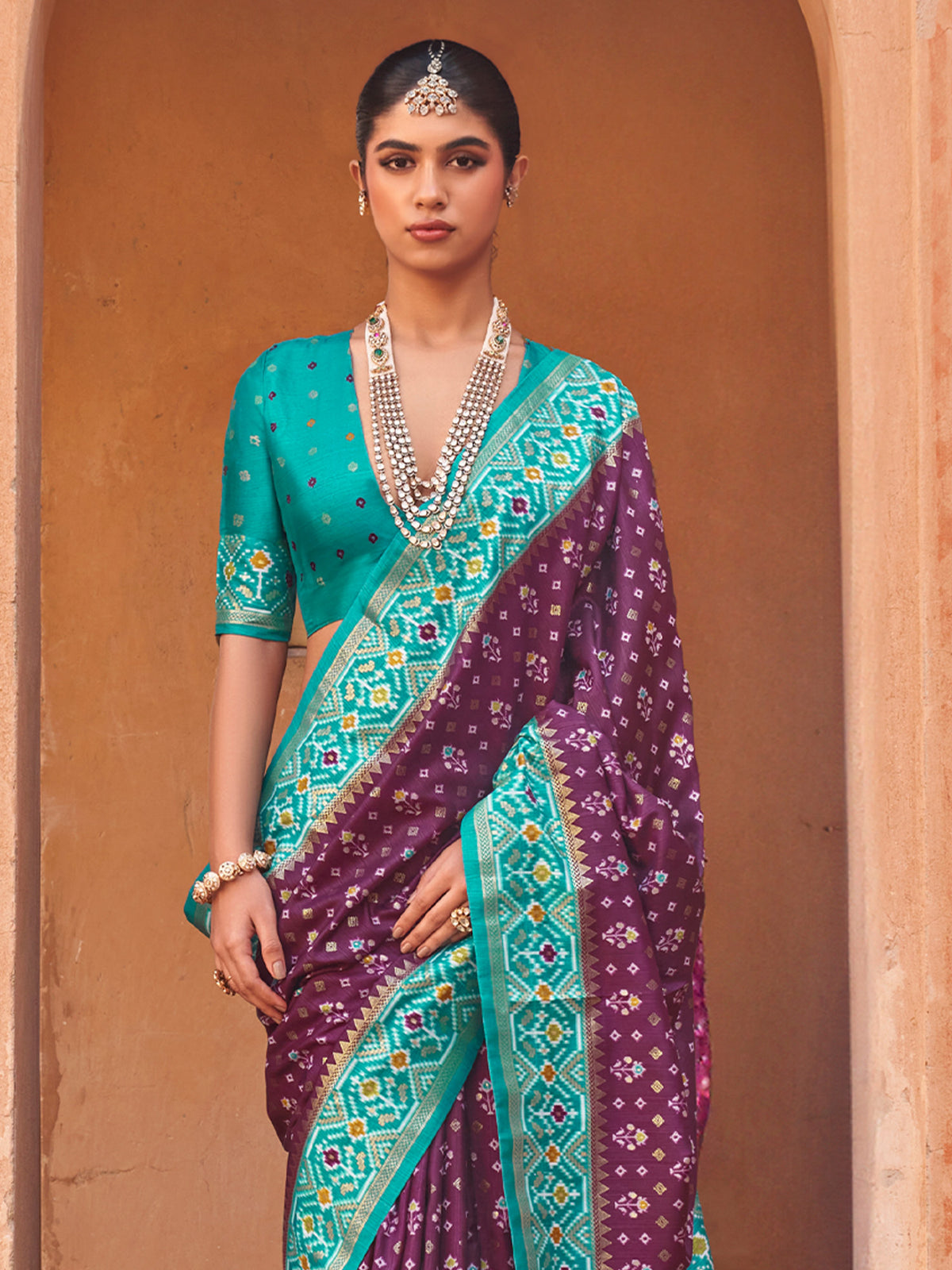 Purple Silk Blend saree – detail view 2