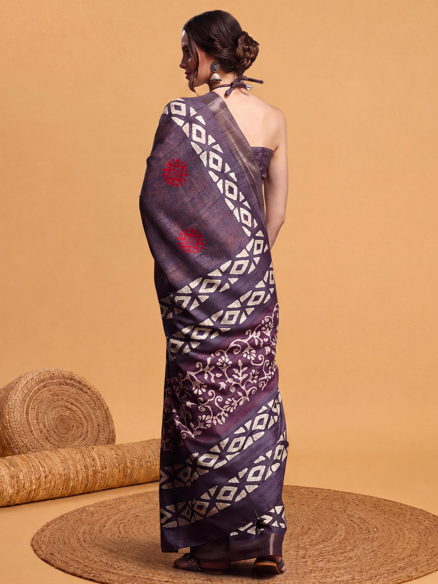 Violet Silk Blend saree – detail view 1
