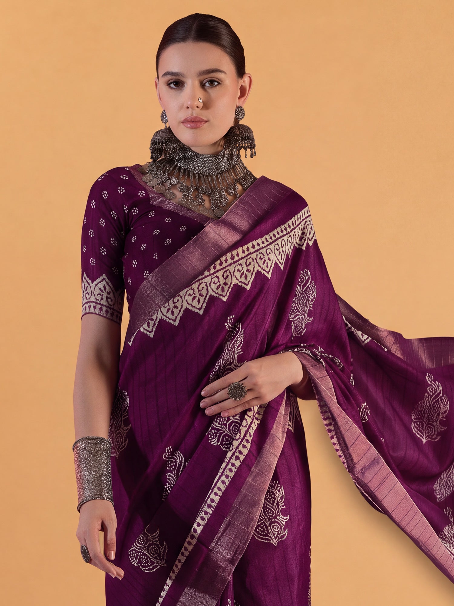 Purple Silk Blend saree – detail view 4