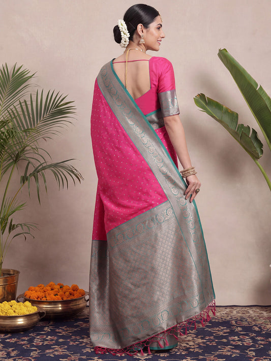 Rani Pink Banarasi Silk Saree