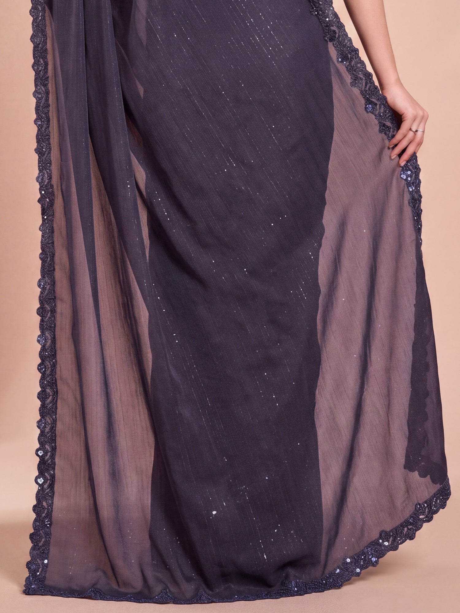 Violet Georgette saree – detail view 5