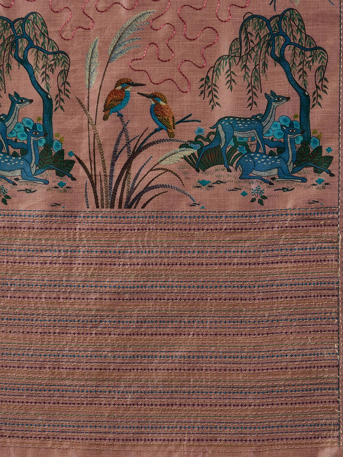 Pink art silk saree view 7