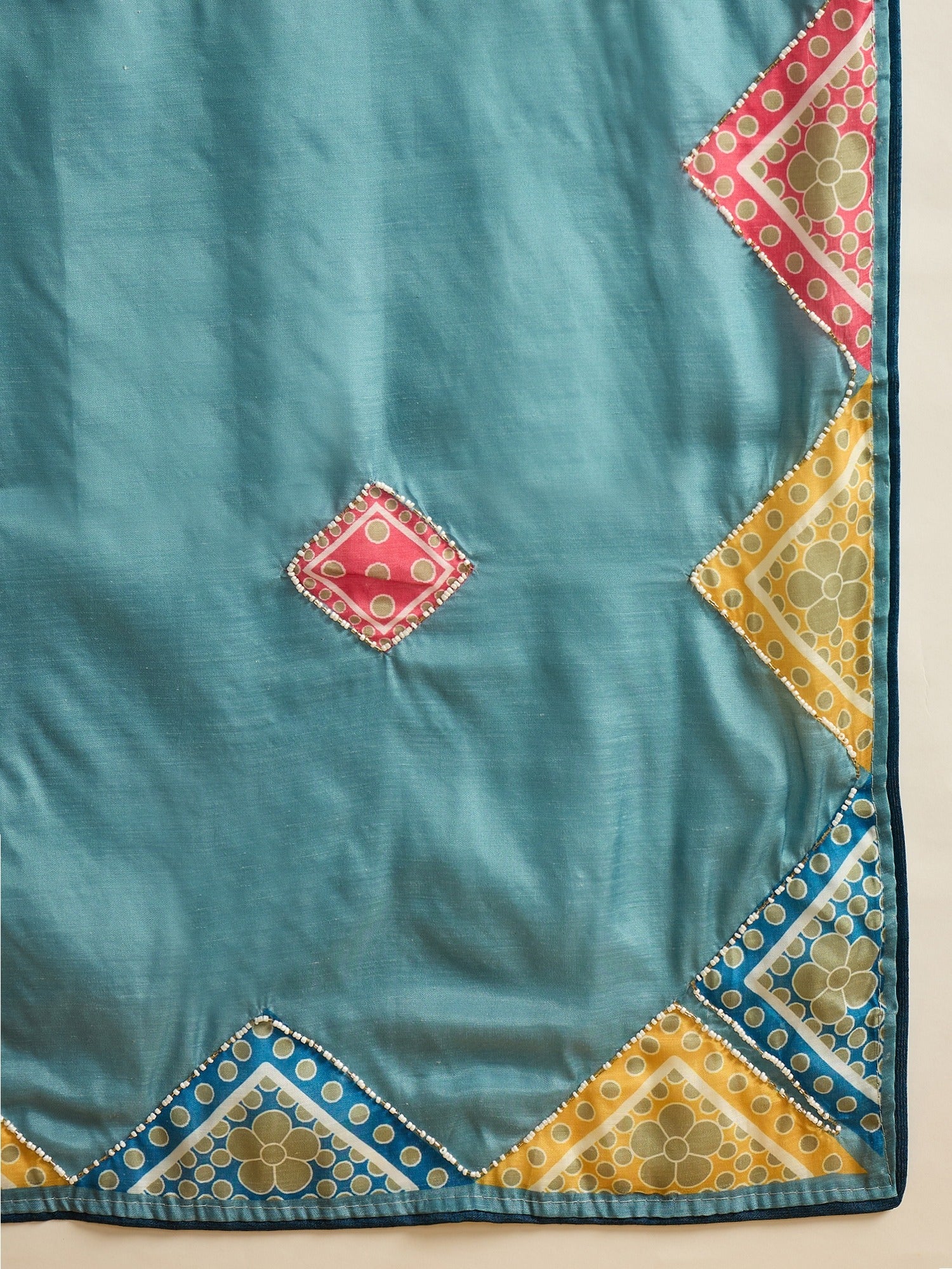 Teal Blue Silk Cotton saree – detail view 4