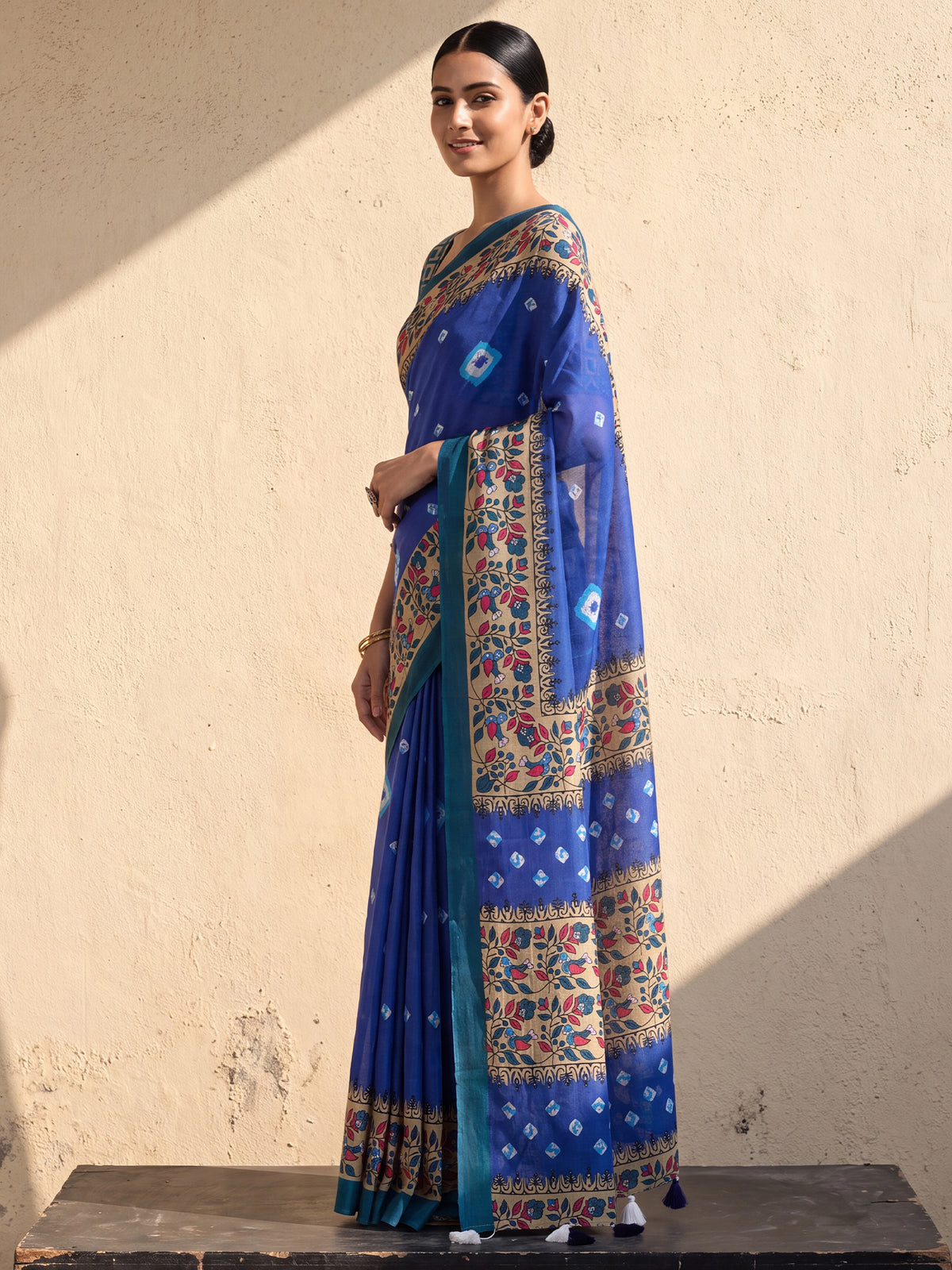 Blue Cotton saree – detail view 2