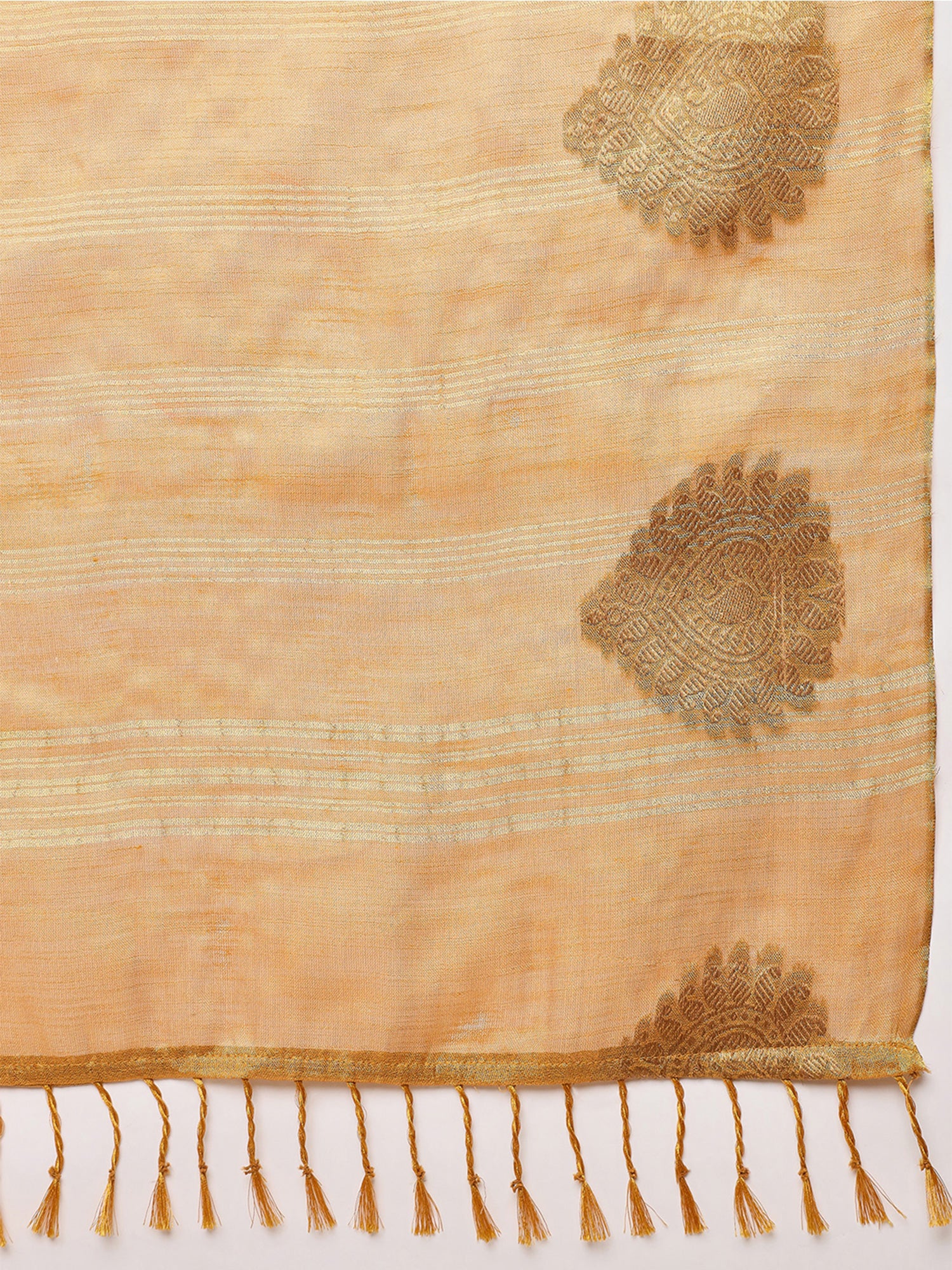 Mustard Linen saree – detail view 5