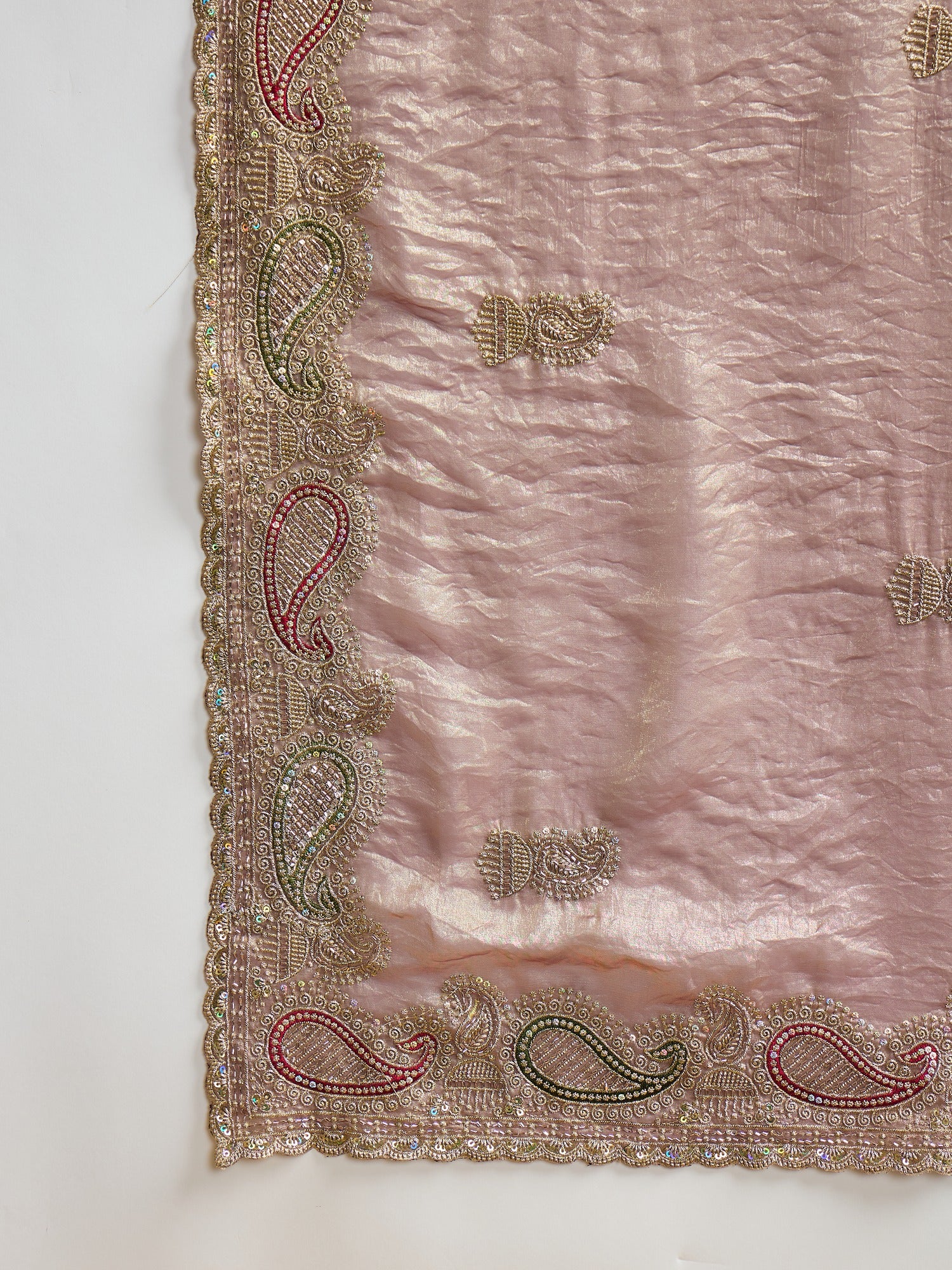 Rose Gold Satin Silk saree – detail view 4