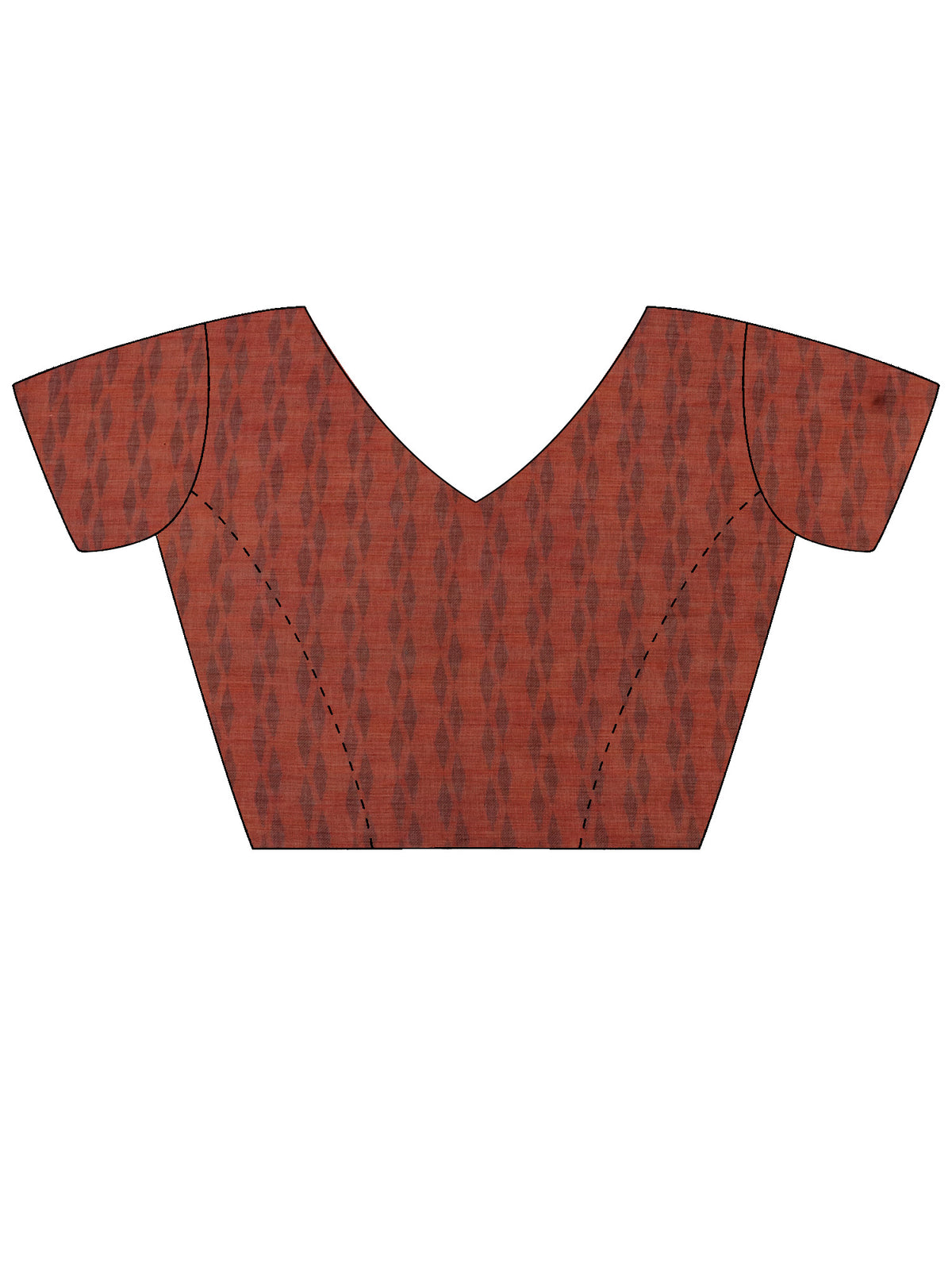 Unstitched rust linen blend blouse piece with geometric design