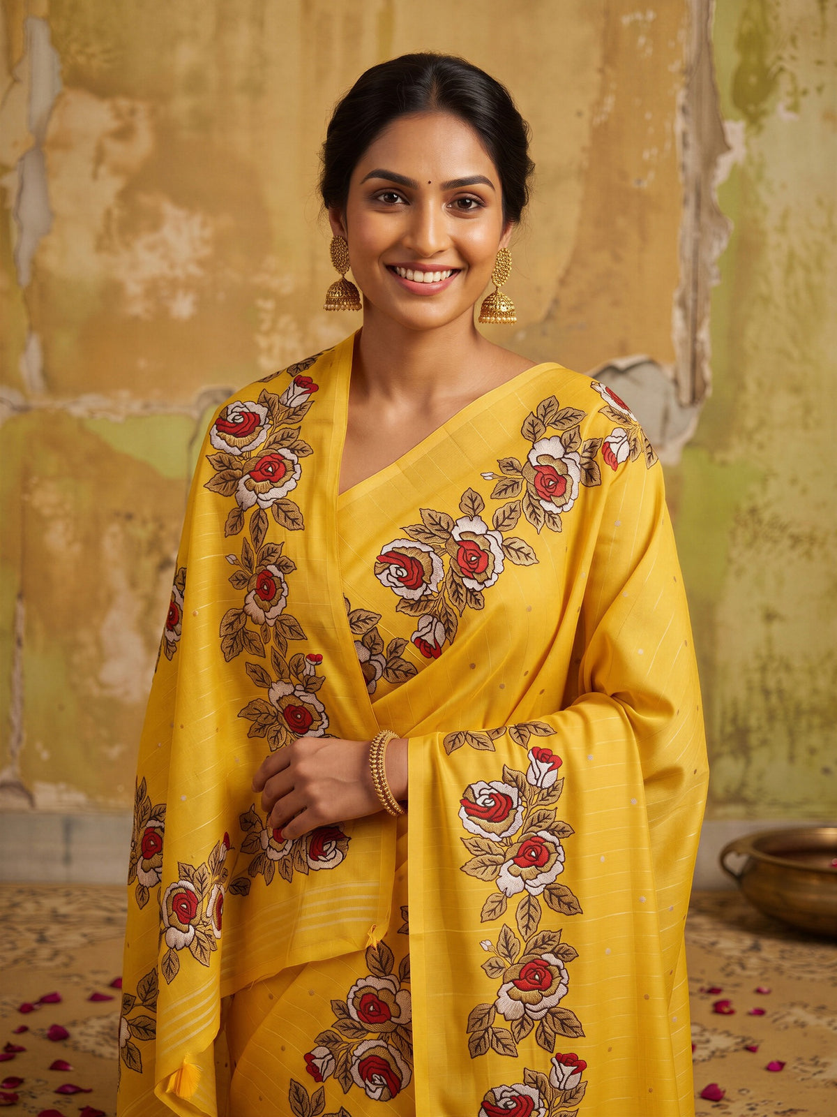 Yellow Dola Silk saree – detail view 4