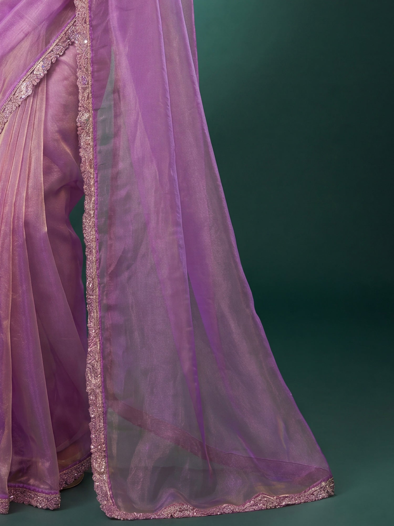 Lavender Georgette saree – detail view 5