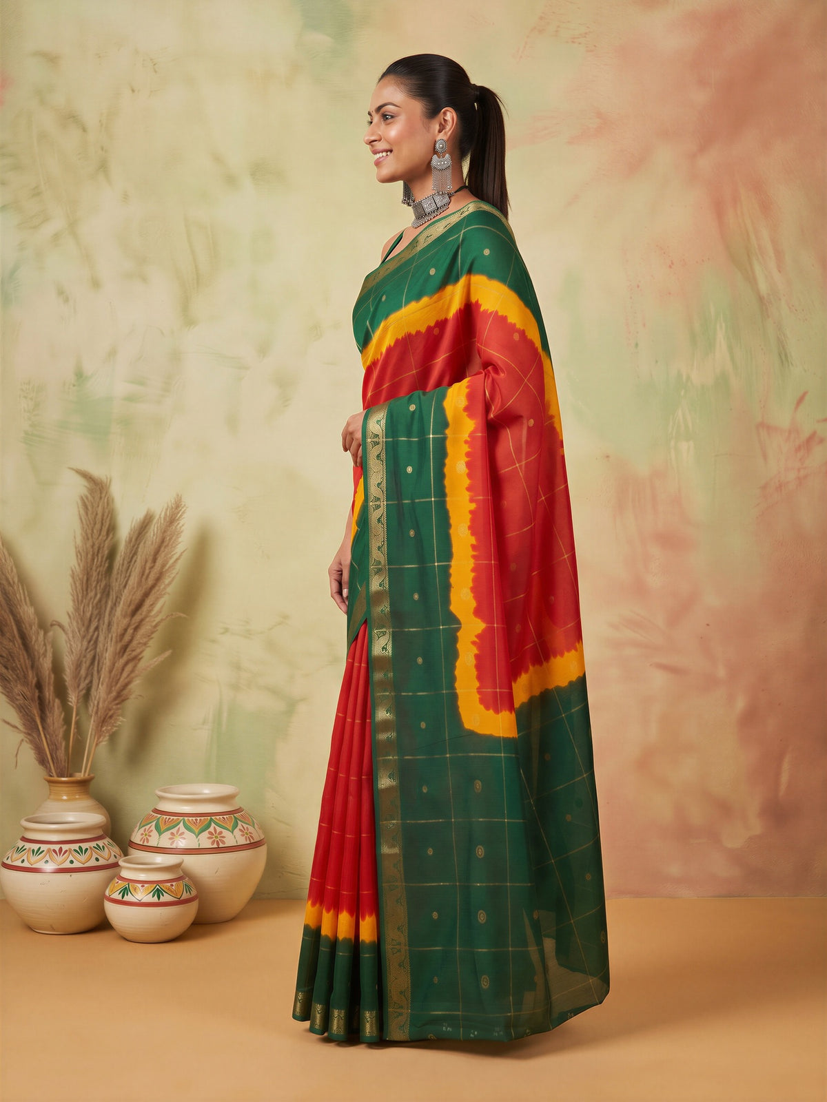 Multicolored Dola Silk saree – detail view 2