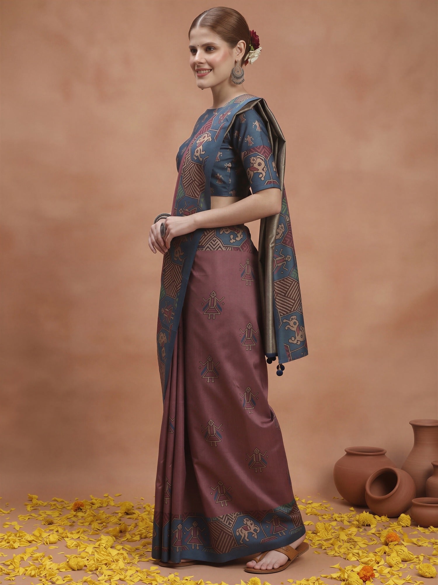 Mauve Silk Blend saree – detail view 2