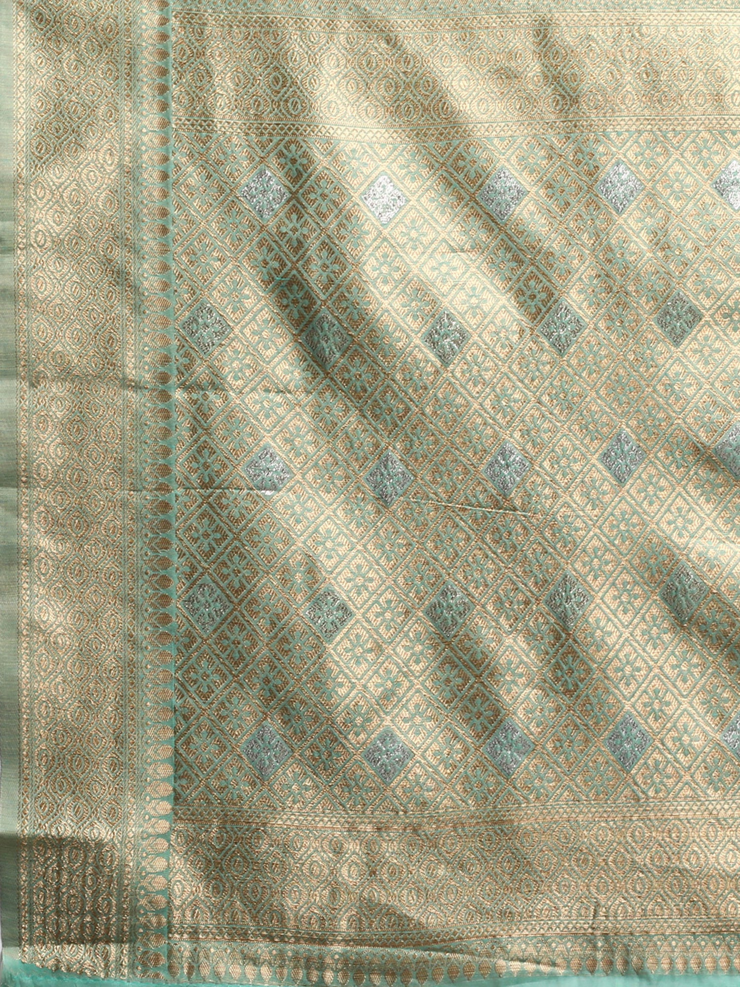 Teal Green Silk Blend saree – detail view 5