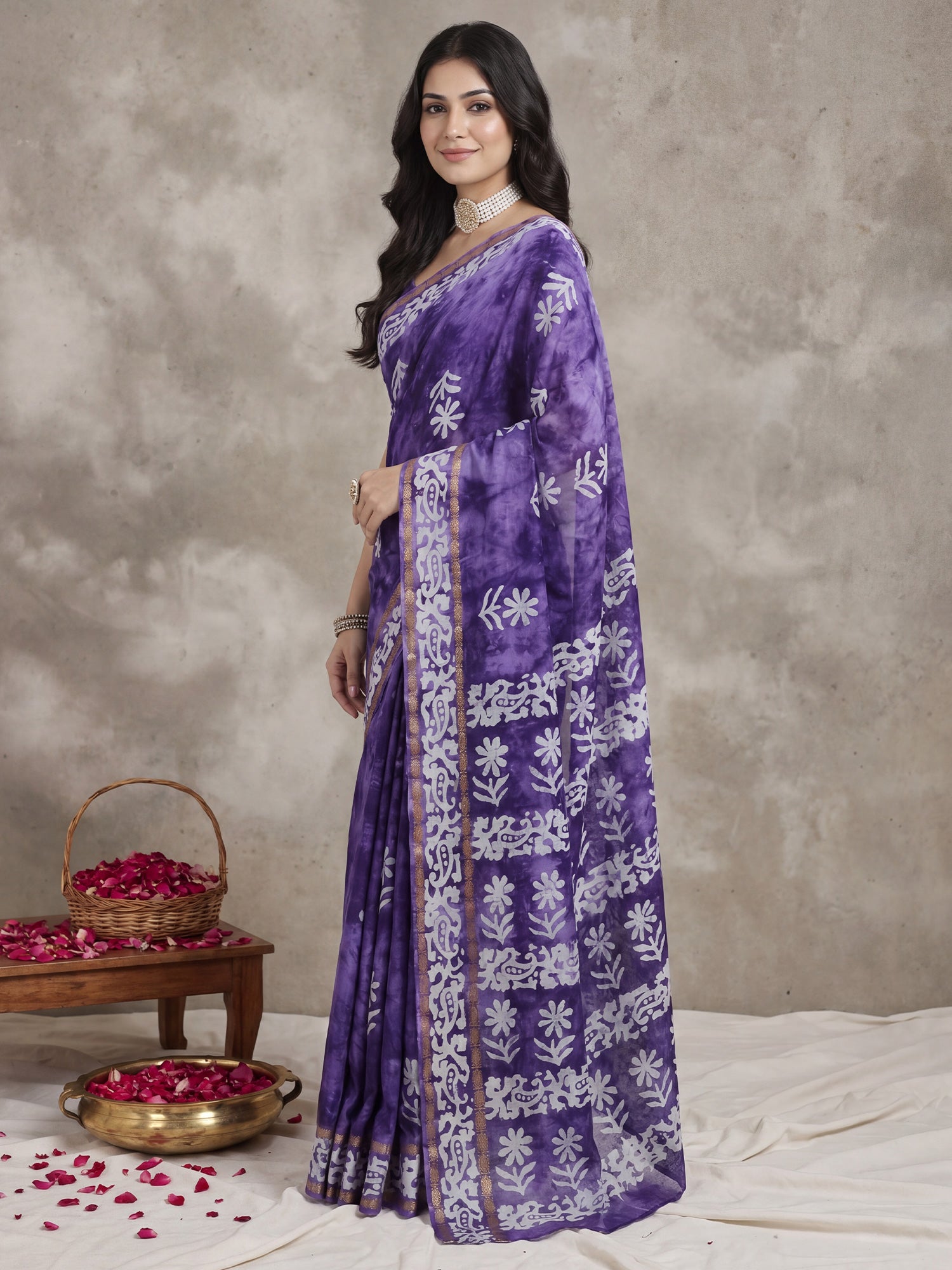 Purple Cotton saree – detail view 2