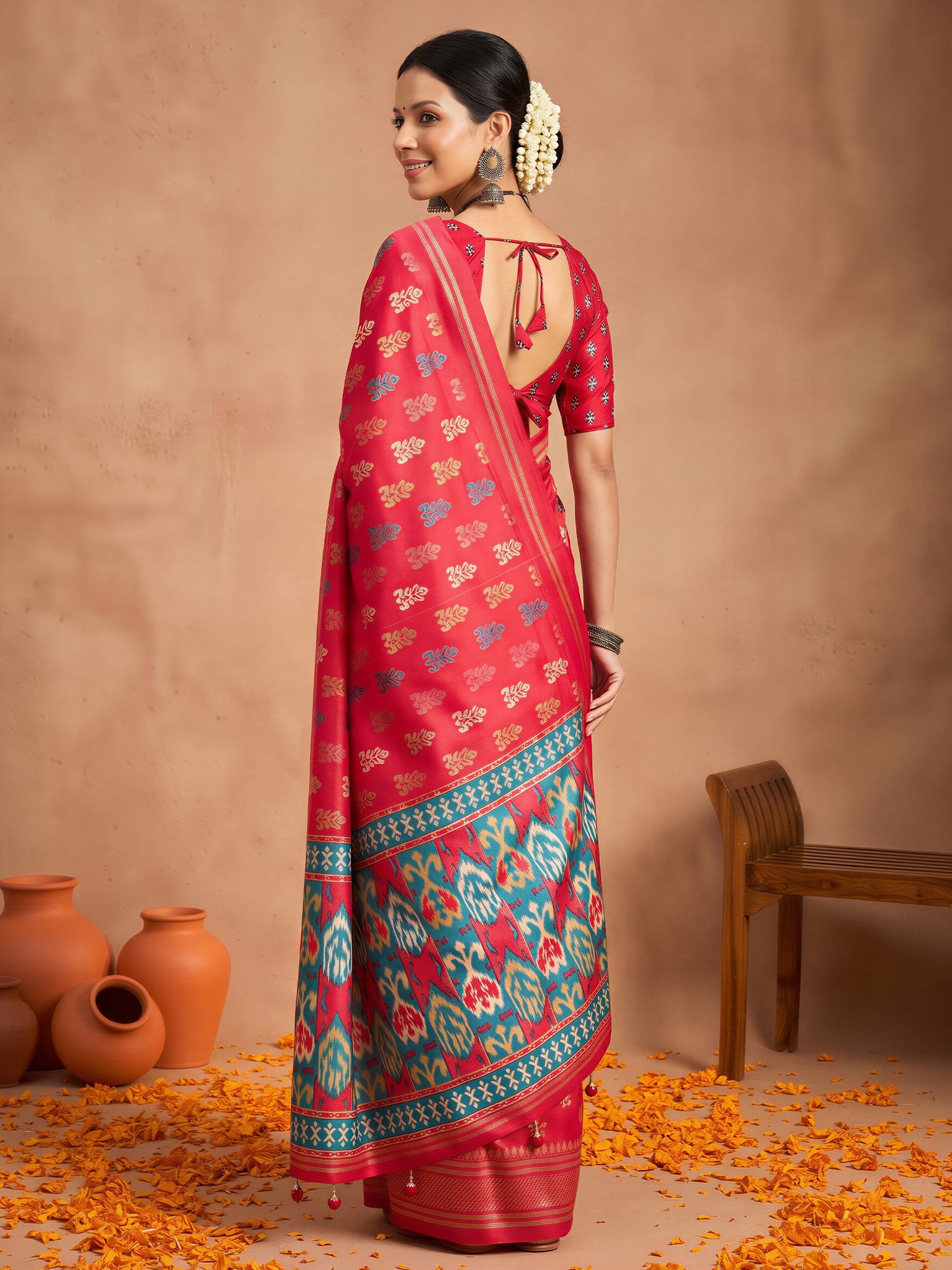 Pink Silk Blend saree – detail view 1