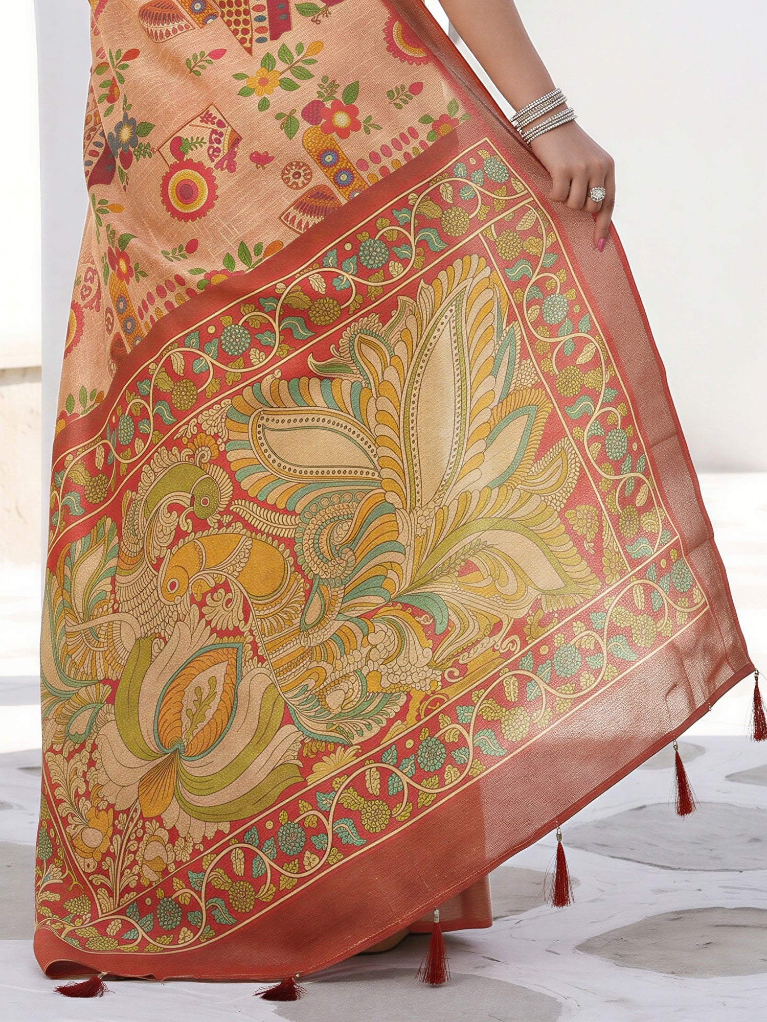 Peach Cotton Silk saree – detail view 5