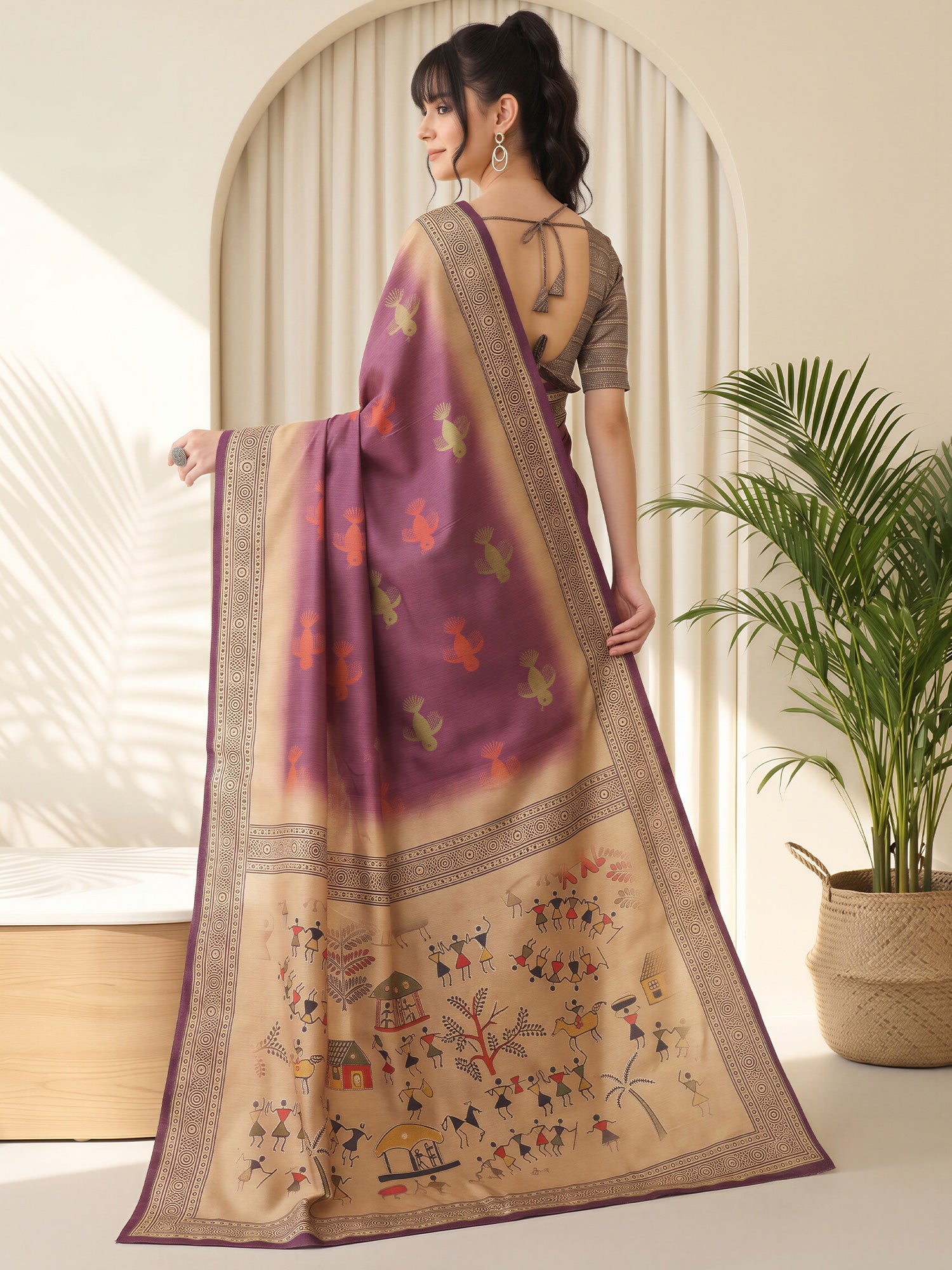 Mauve Silk Blend saree – detail view 1
