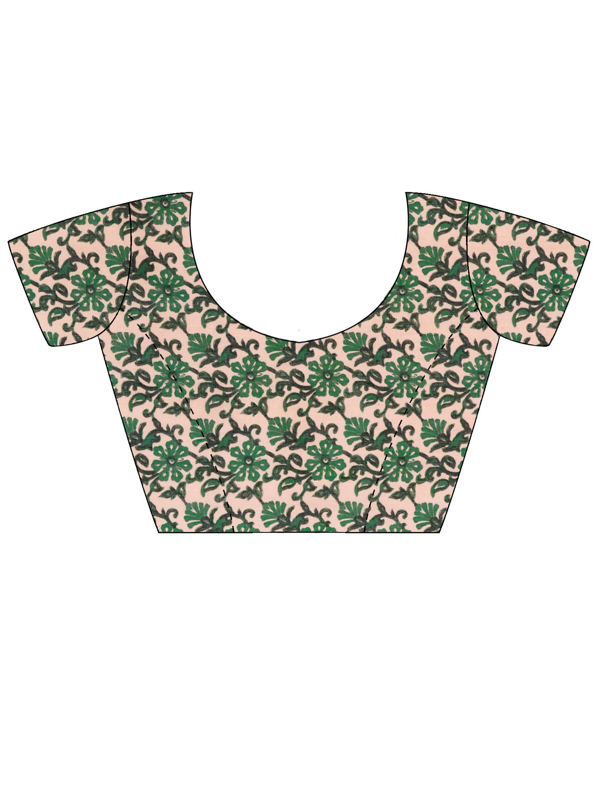 Unstitched light green cotton blend blouse piece with floral design