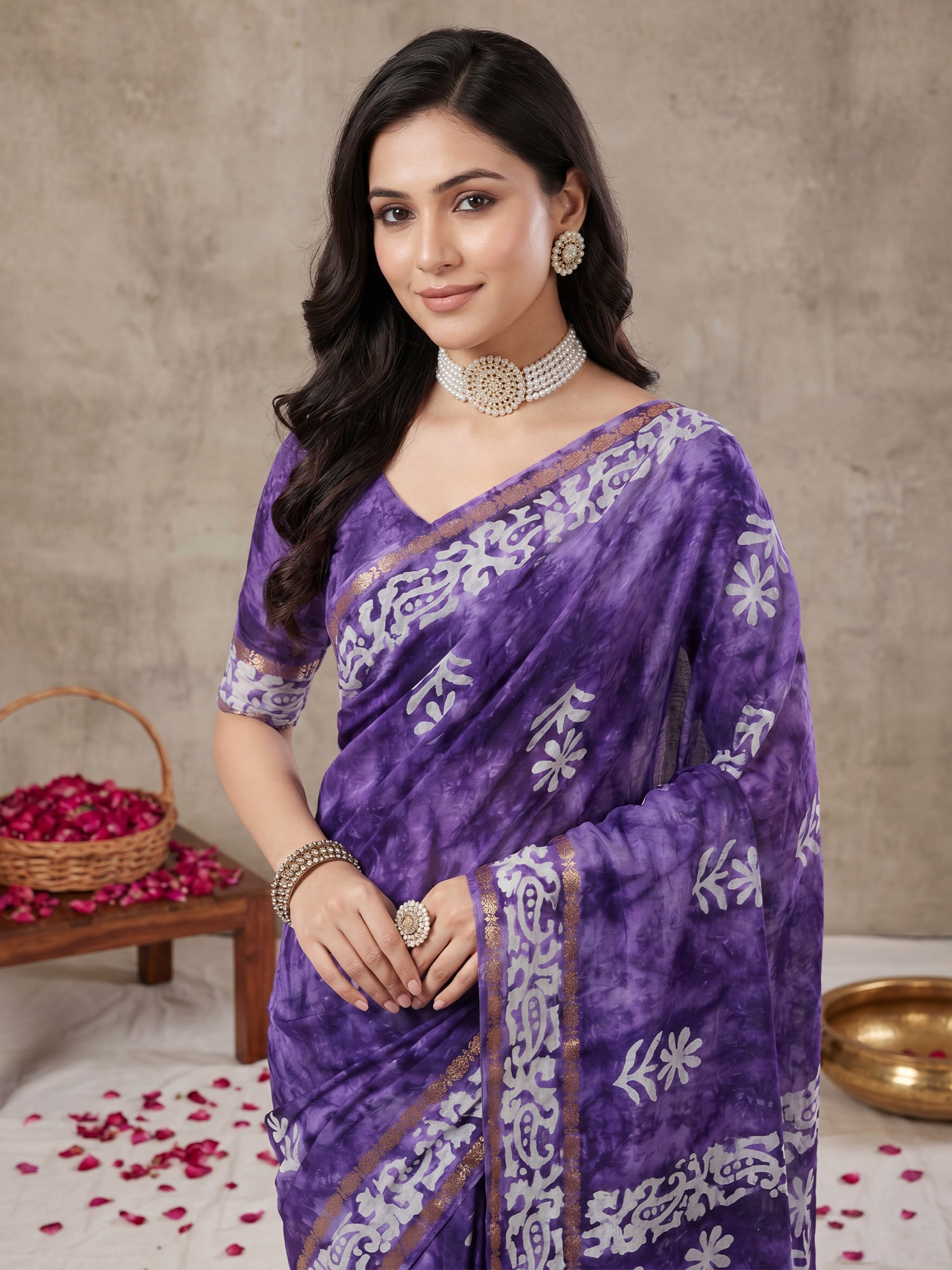 Purple Cotton saree – detail view 4