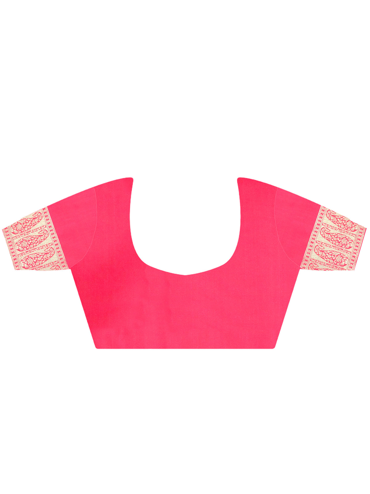 Unstitched red silk blend blouse piece with solid design