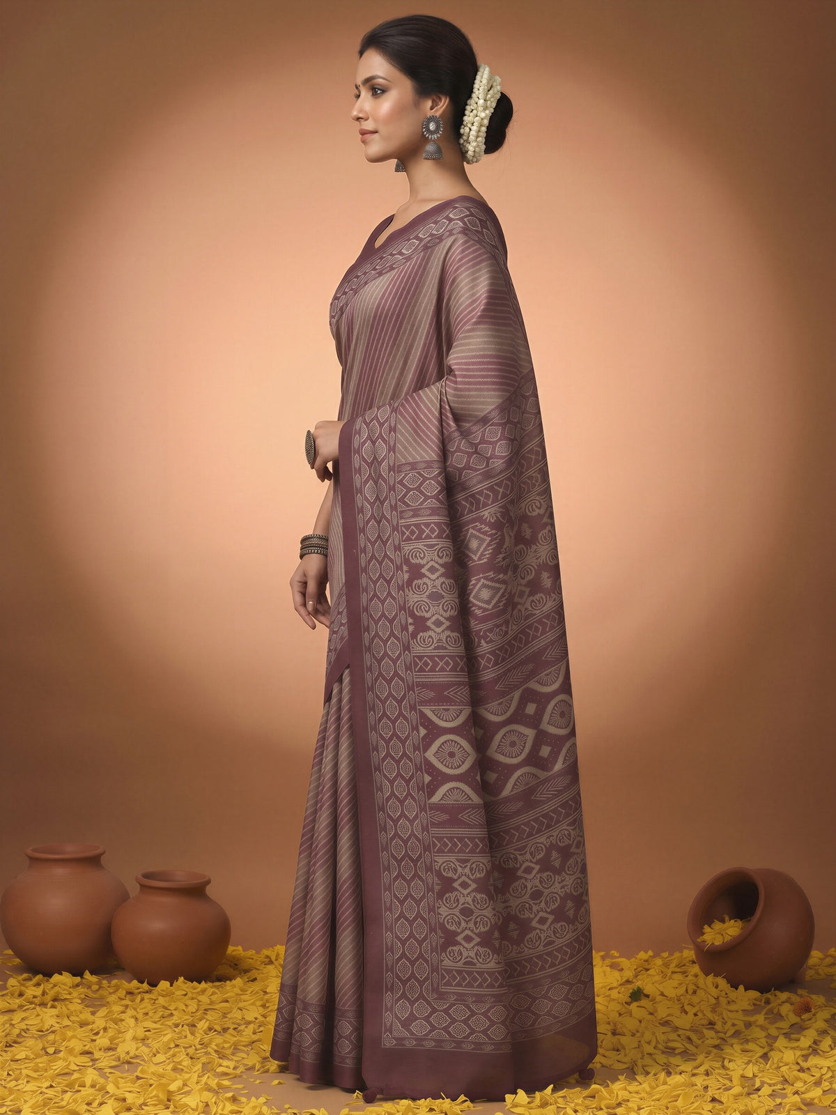 Mauve Silk Blend saree – detail view 2