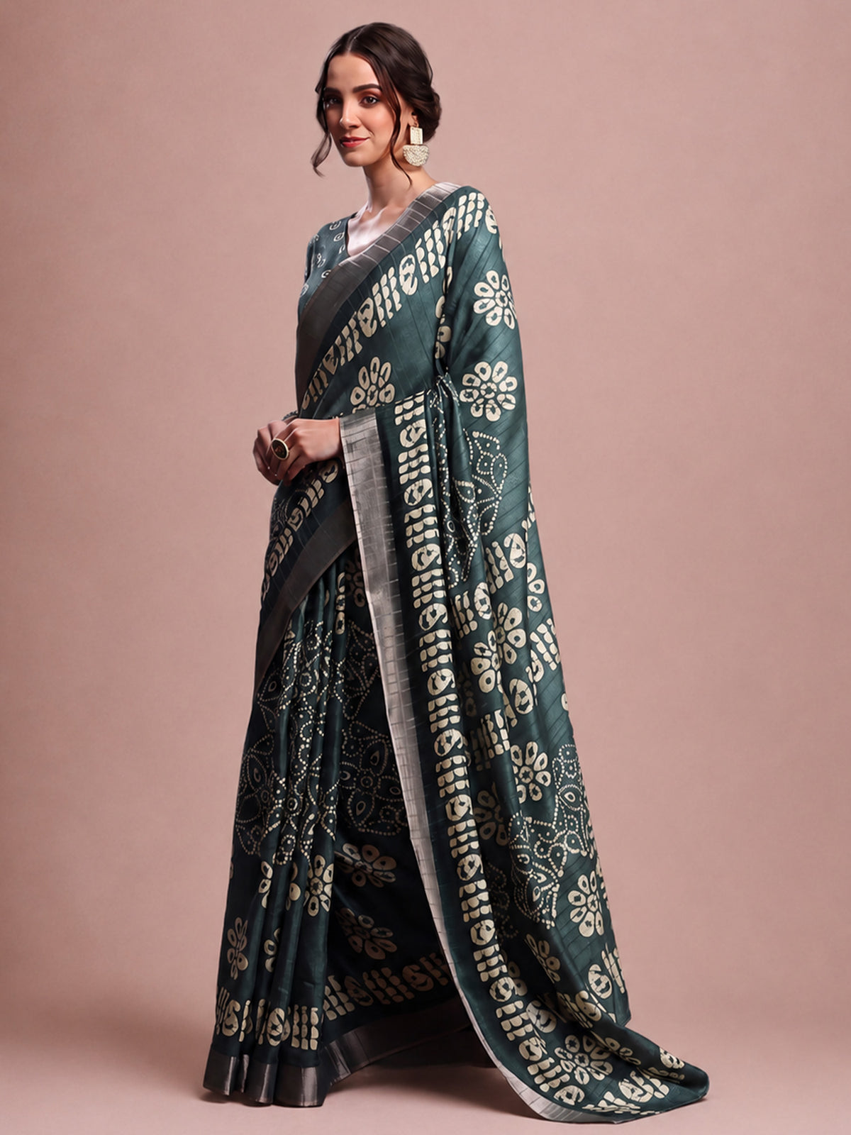 Sea Green Silk Blend saree – detail view 2