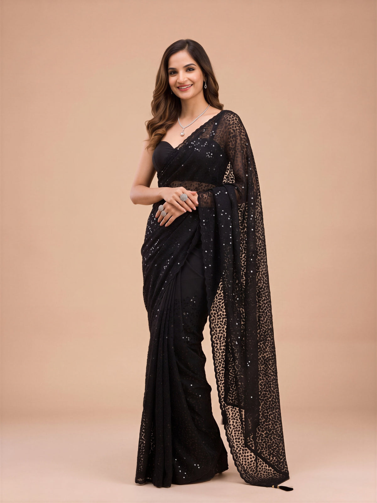 Purple Net saree – detail view 2