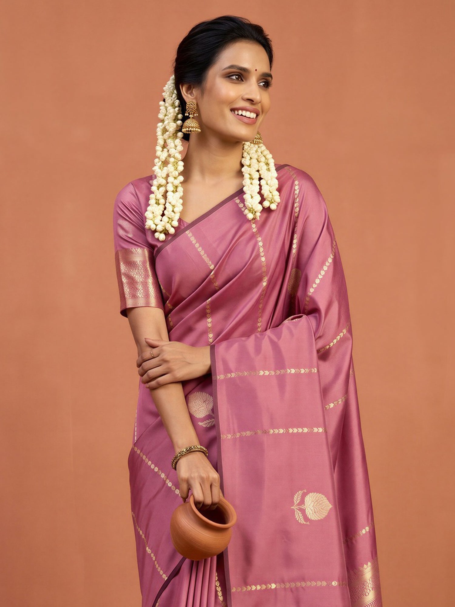 Mauve Satin Silk saree – detail view 3