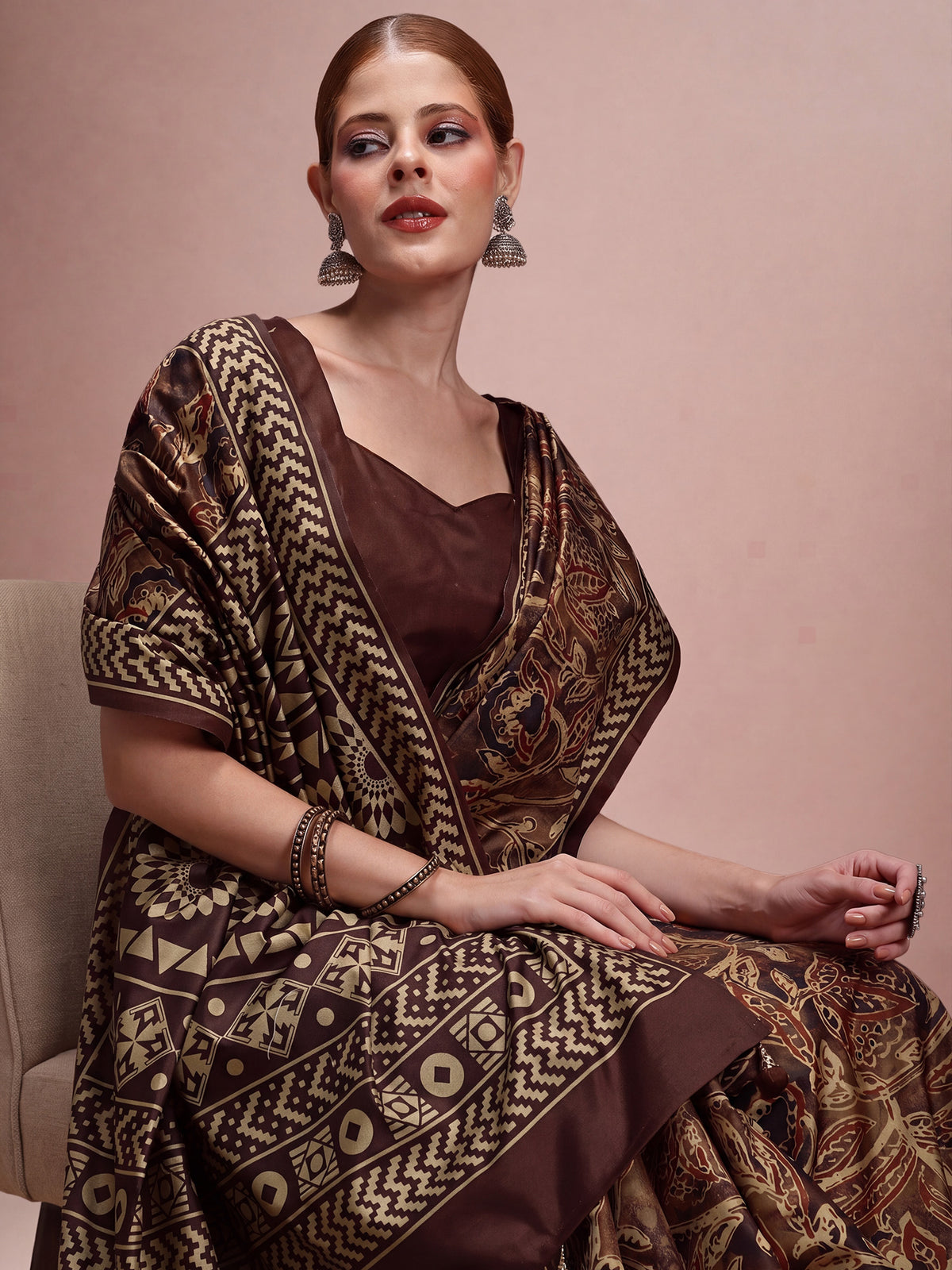 Brown Silk Blend saree – detail view 4