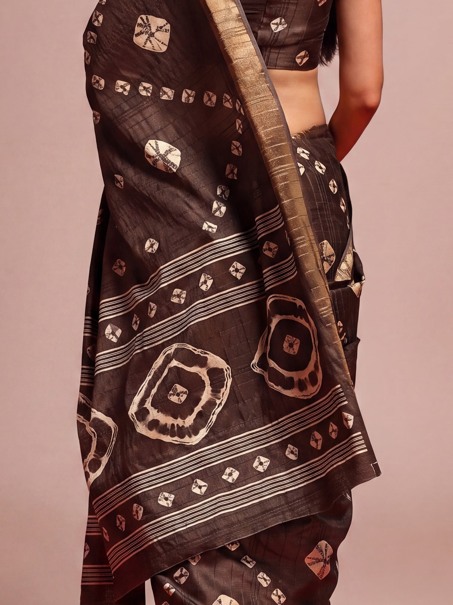 Coffee Brown Silk Blend saree – detail view 5