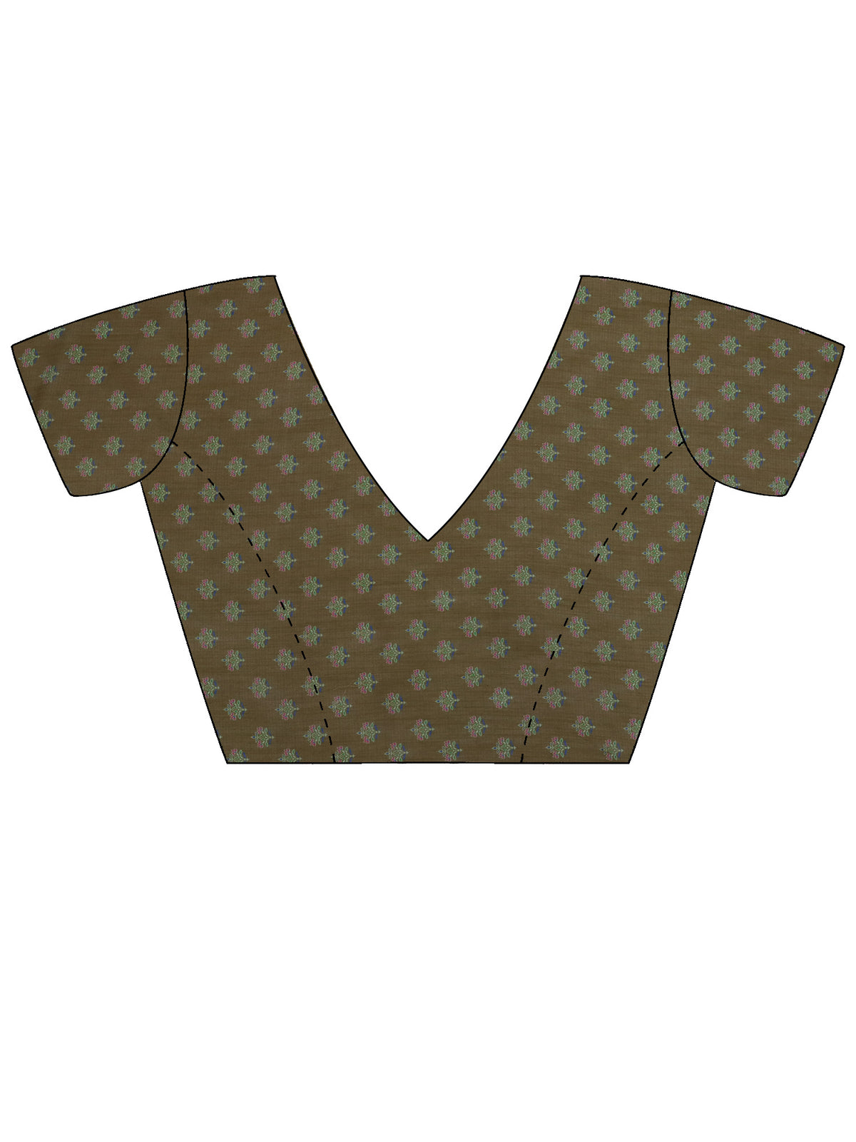 Unstitched olive cotton linen blouse piece with solid design