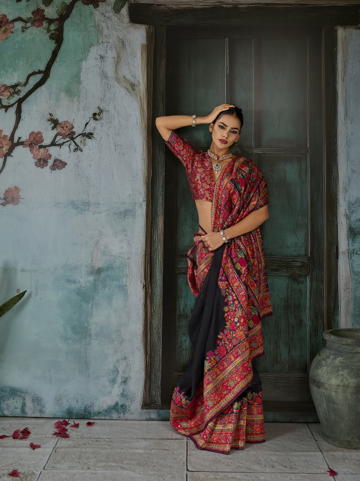 Black cotton saree view 5