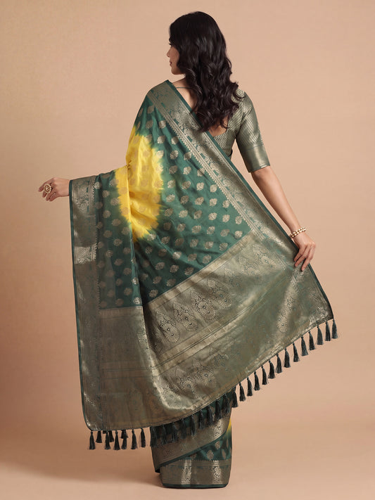 Yellow Georgette saree – detail view 1