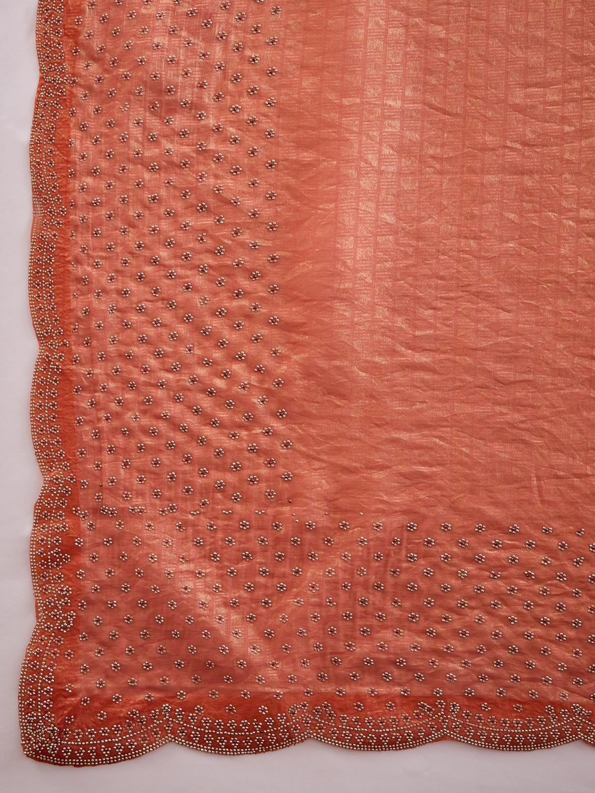 Peach Satin saree – detail view 4