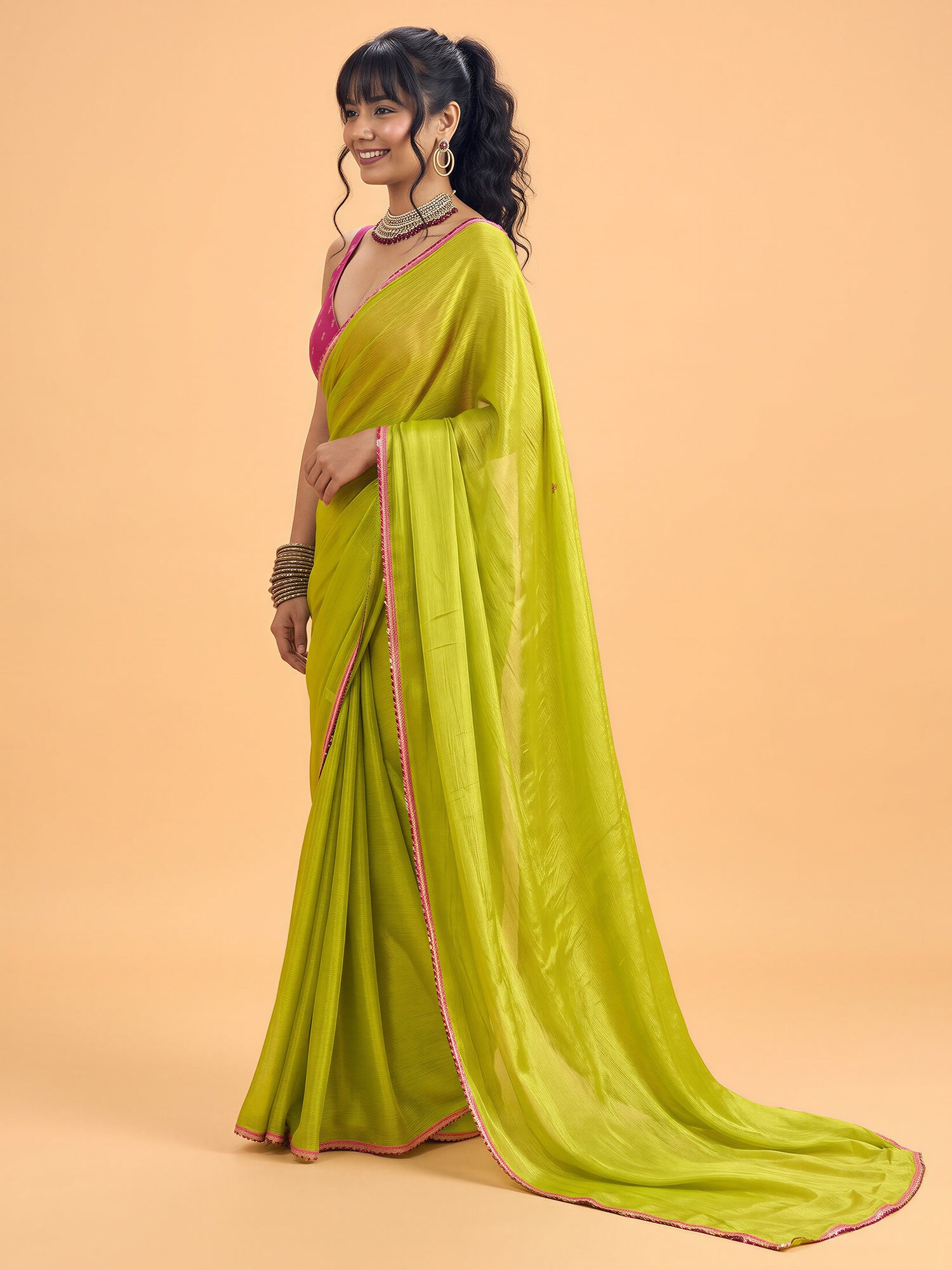 Olive Silk saree – detail view 2