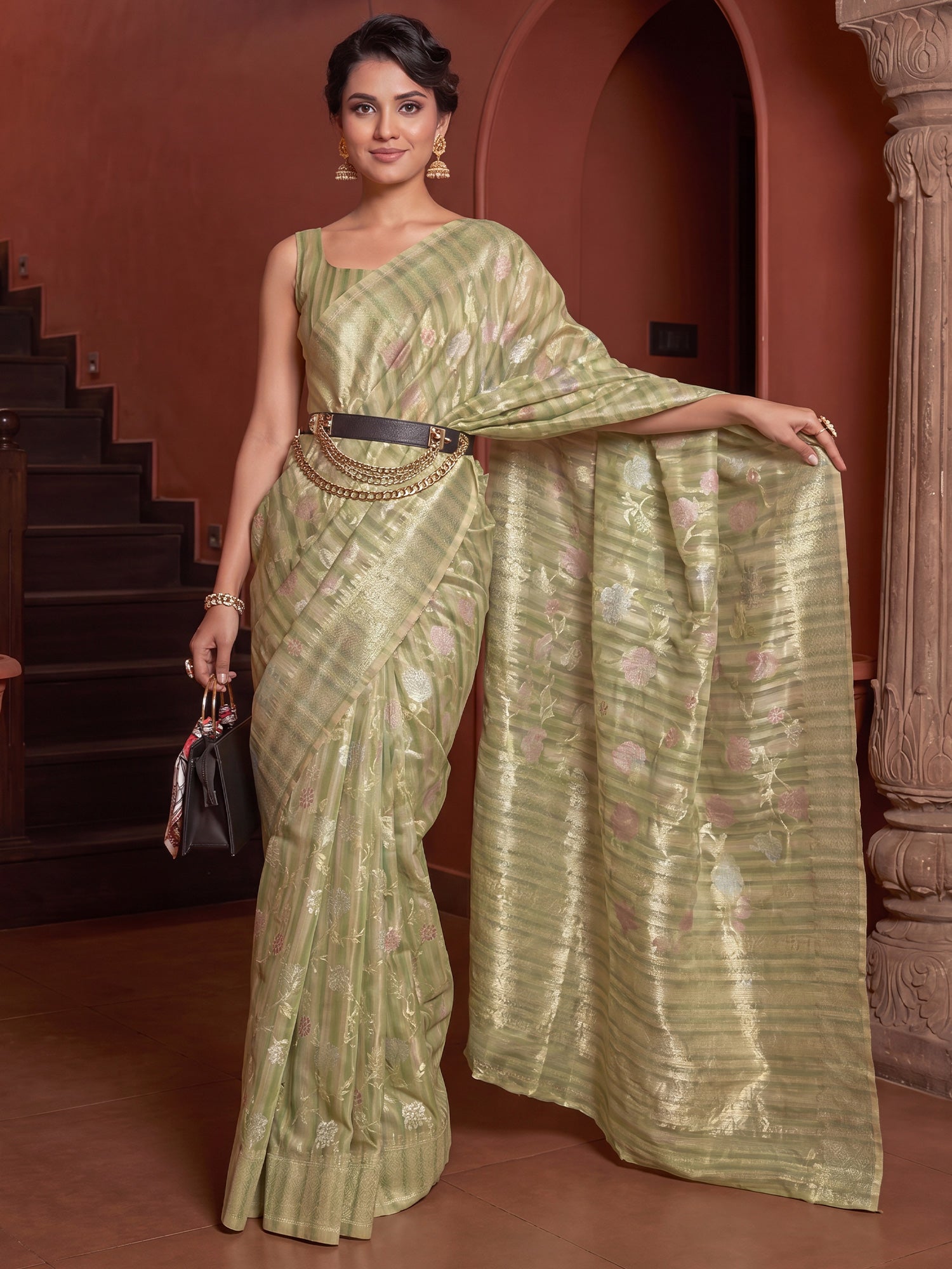 Light Green Silk Blend saree – detail view 2