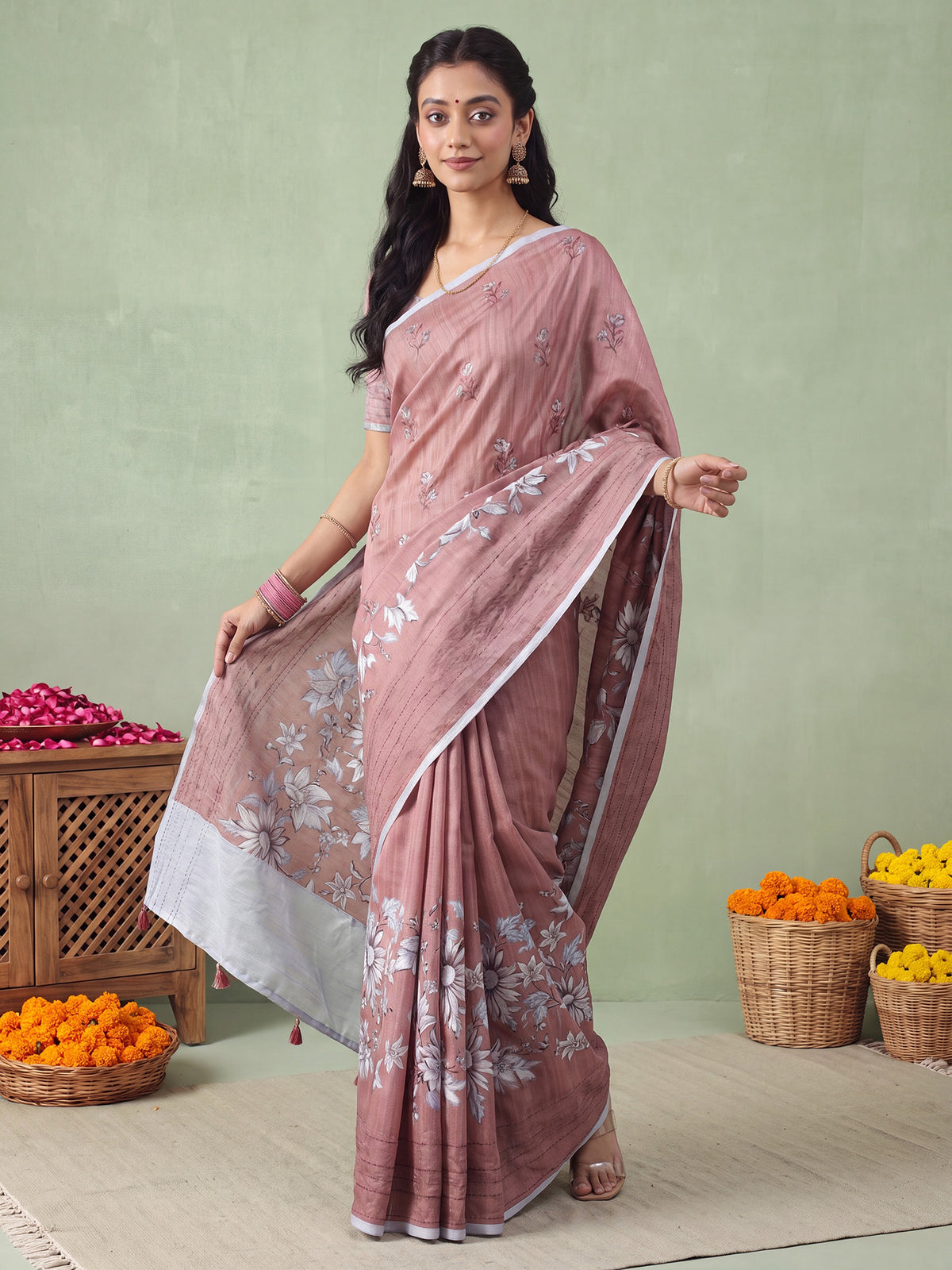 Brown Silk Blend saree – detail view 3