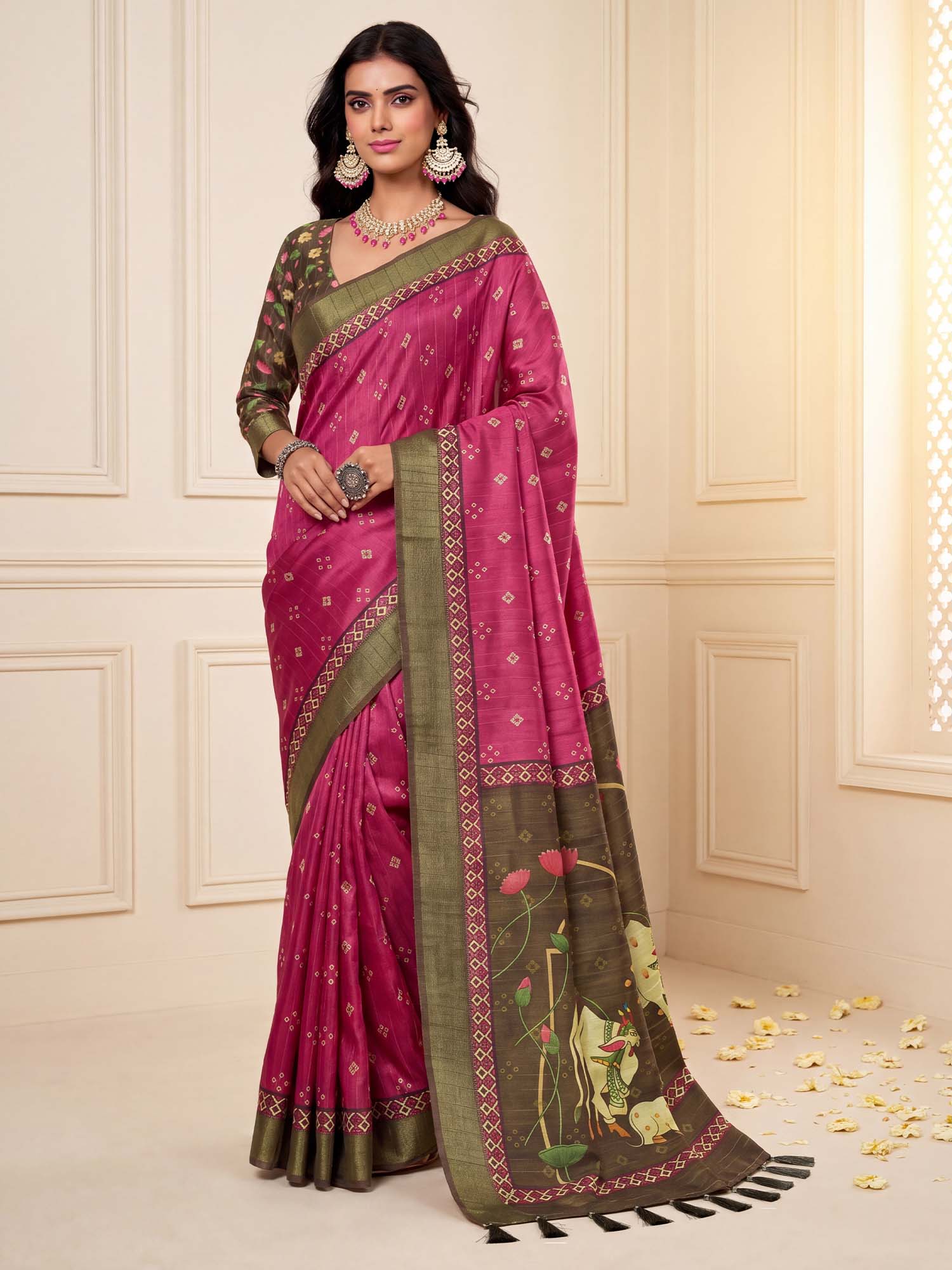 Pink Silk Blend saree – detail view 2